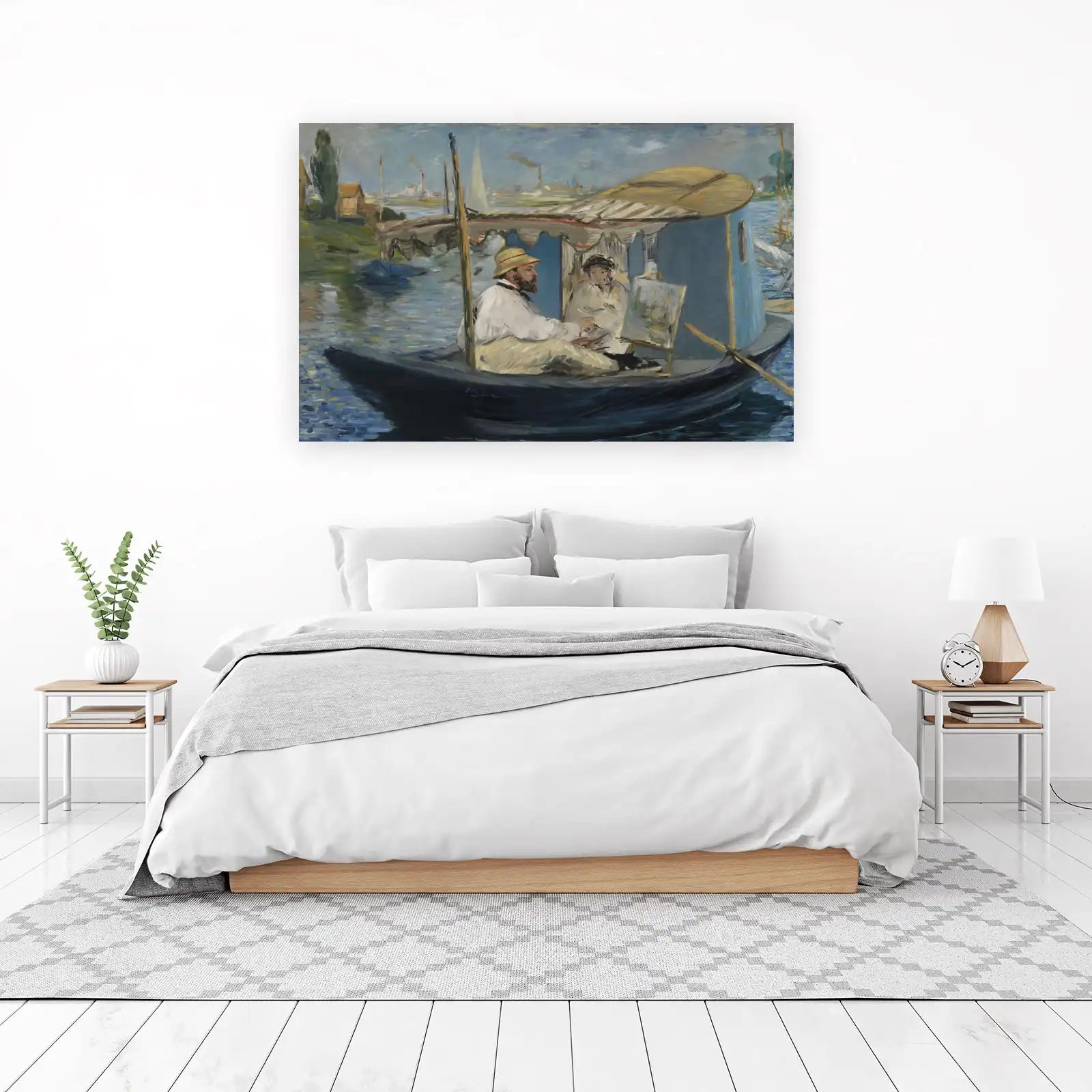 Impressionist River Scene Artist's Boat Wall Art