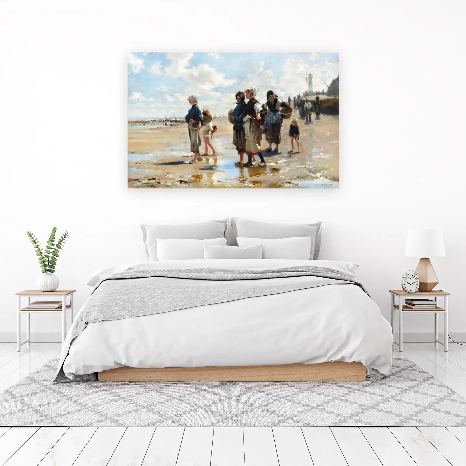 Coastal Fisherfolk Beach Scene Wall Art