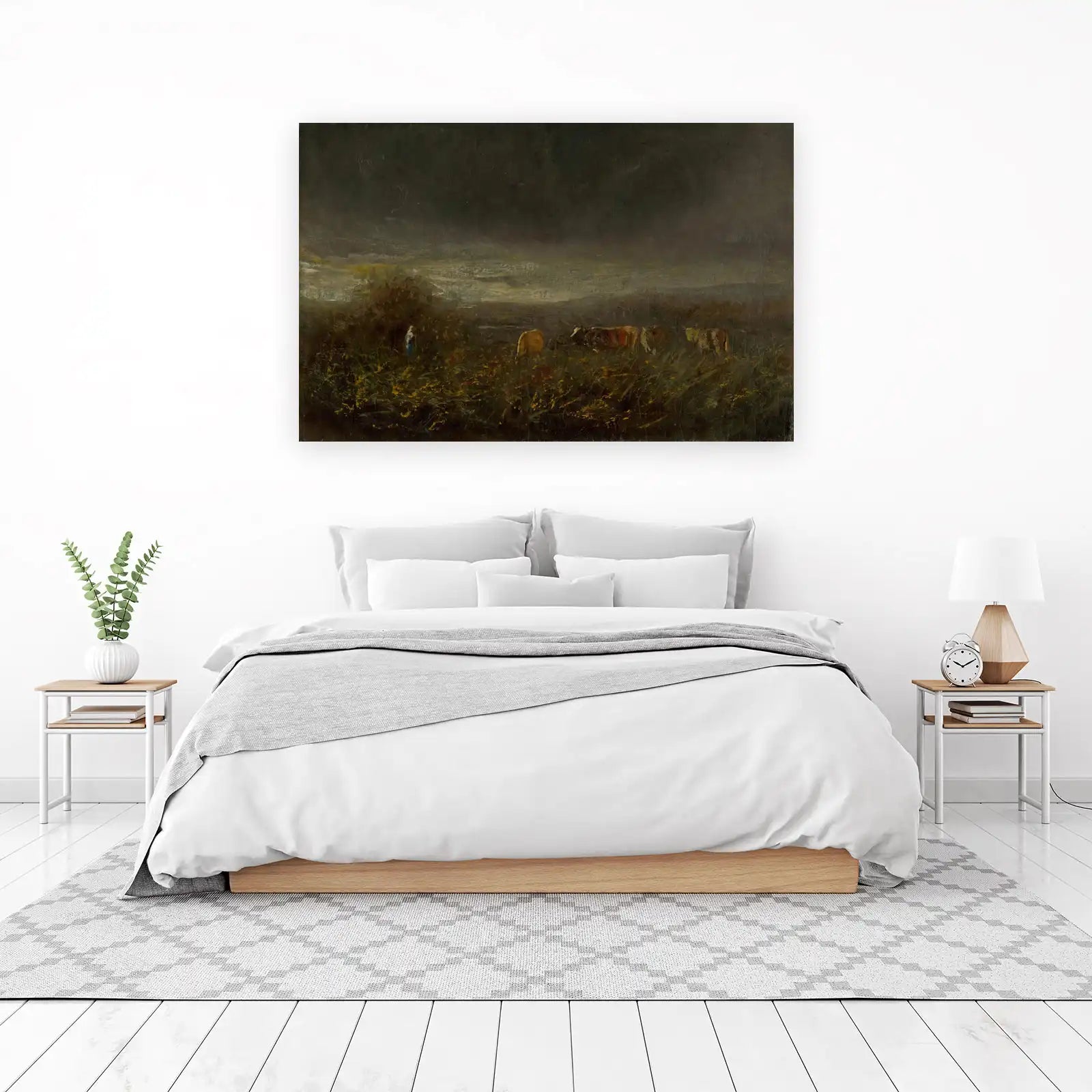 Moody Cattle Landscape Farm Field Wall Art
