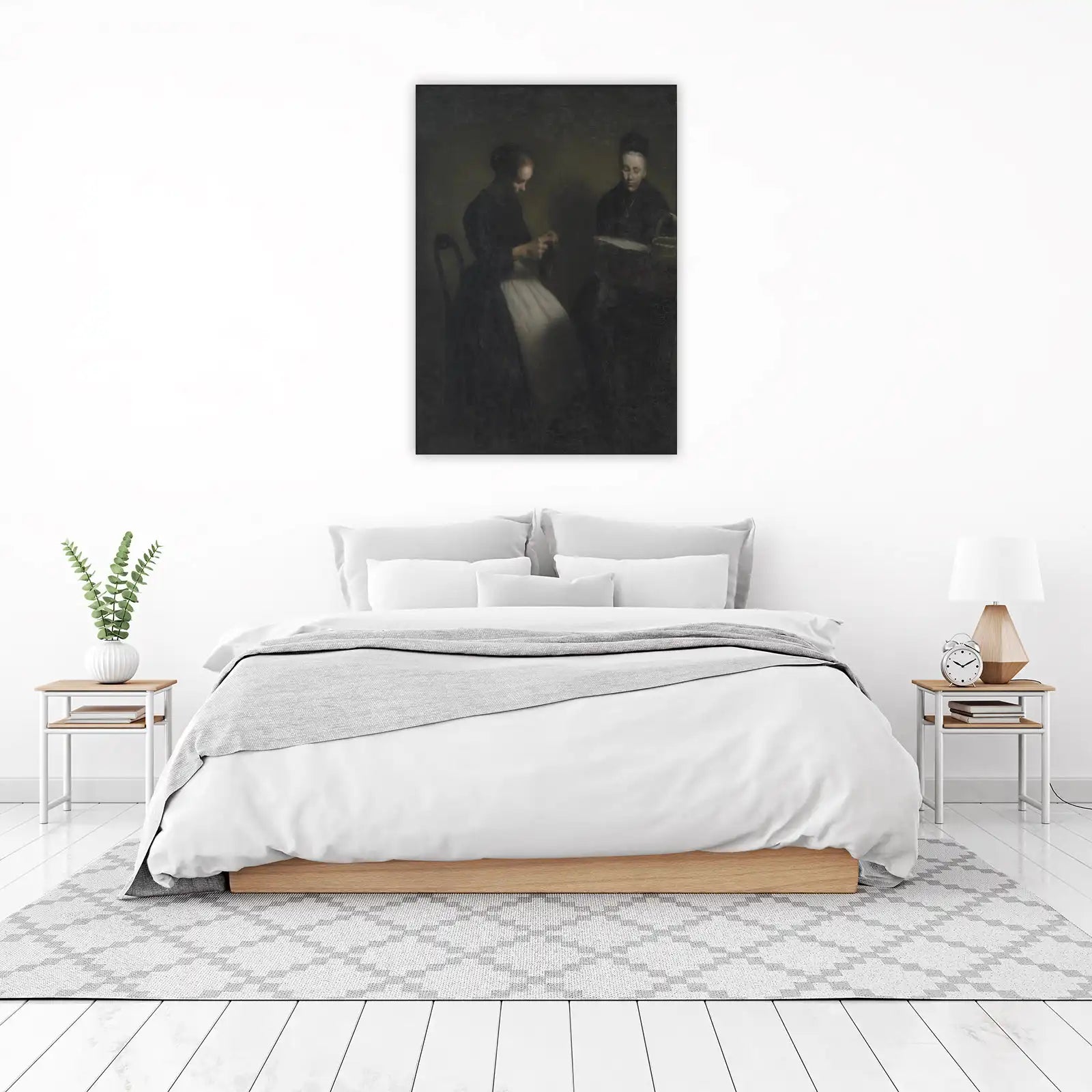 Vintage Women Knitting & Reading Wall Art