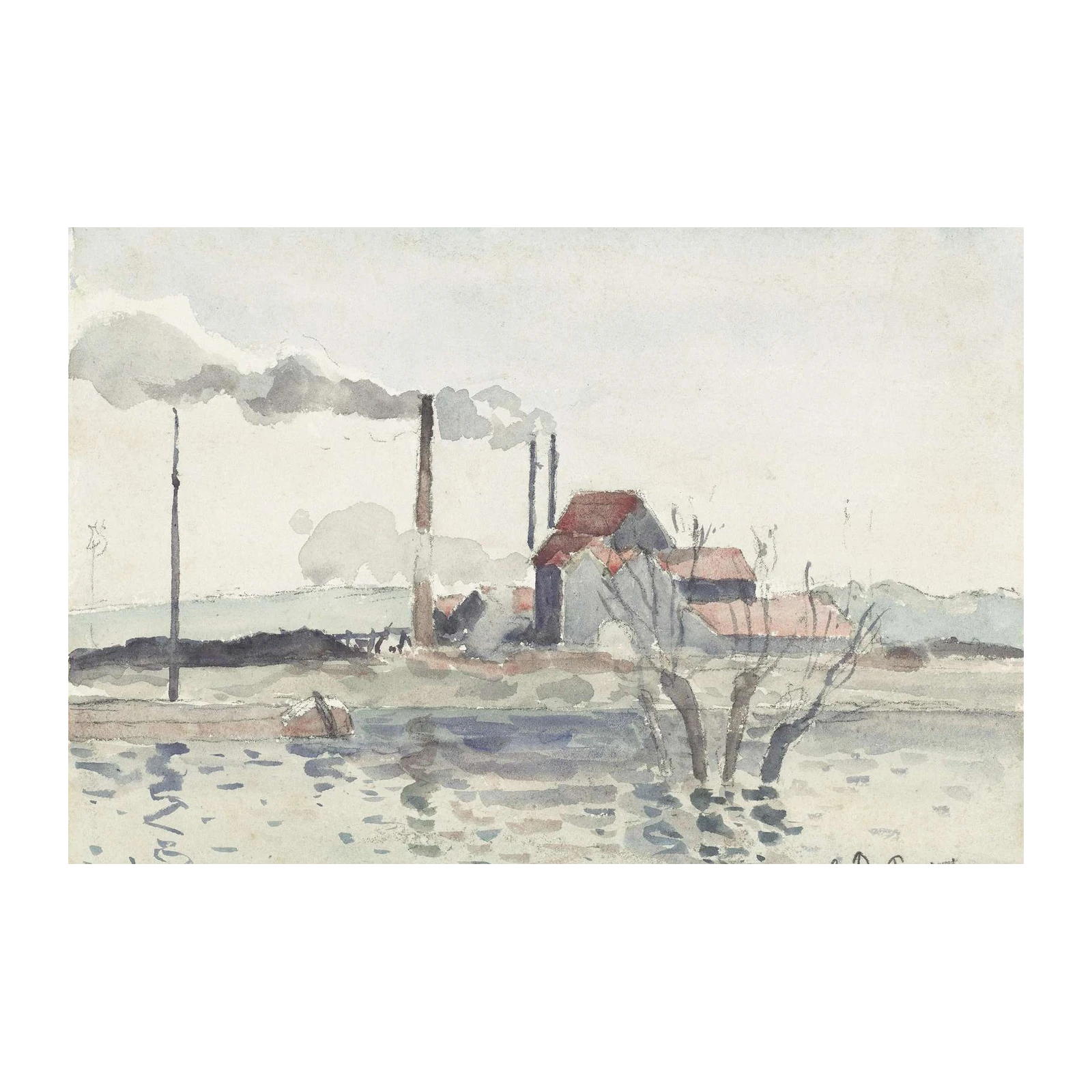 Industrial River Landscape Wall Art