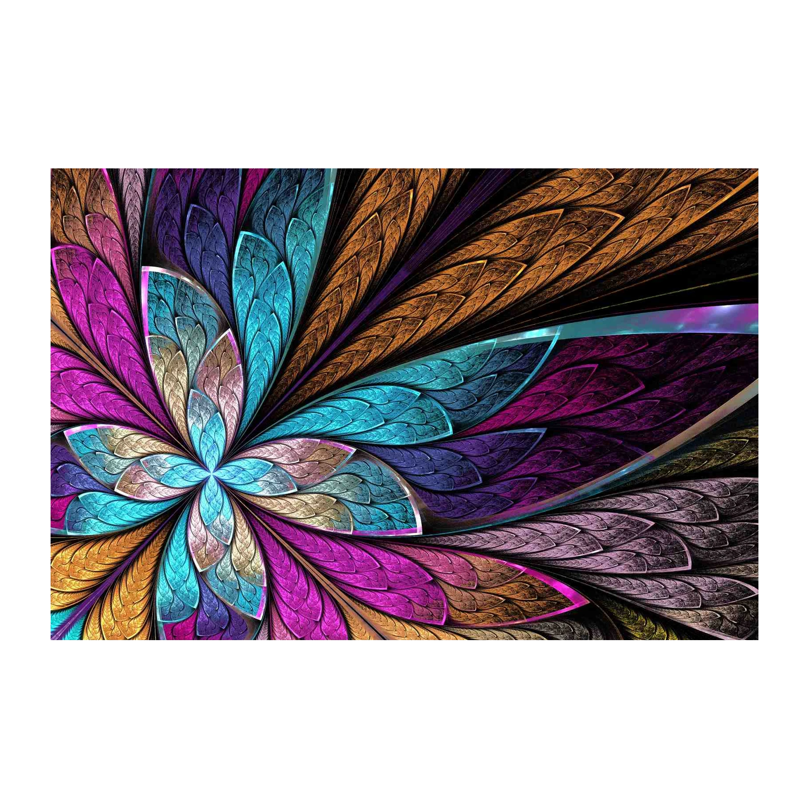 Vibrant Fractal Flower Wall Art Wall Art