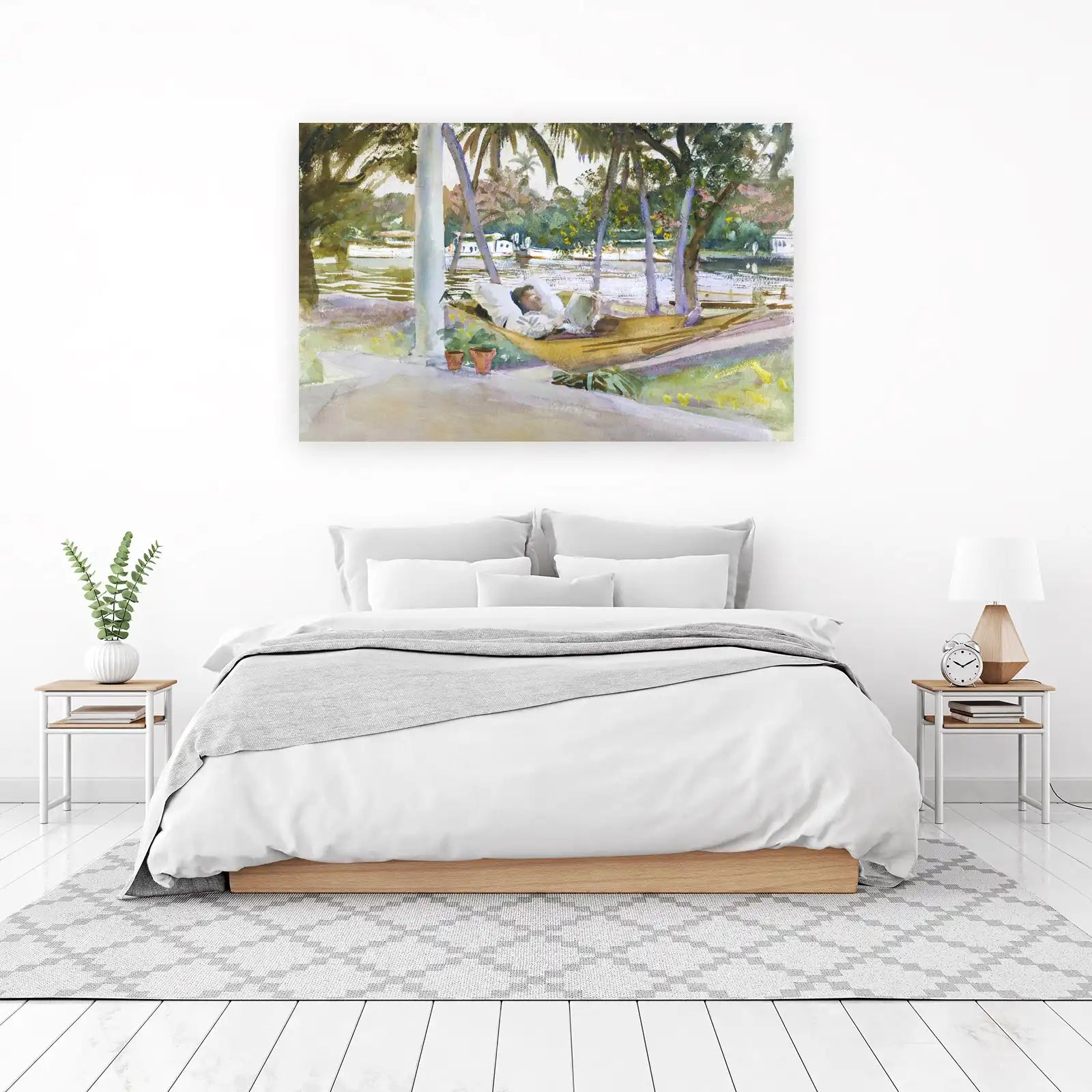 Tranquil Hammock Scene Watercolor Wall Art