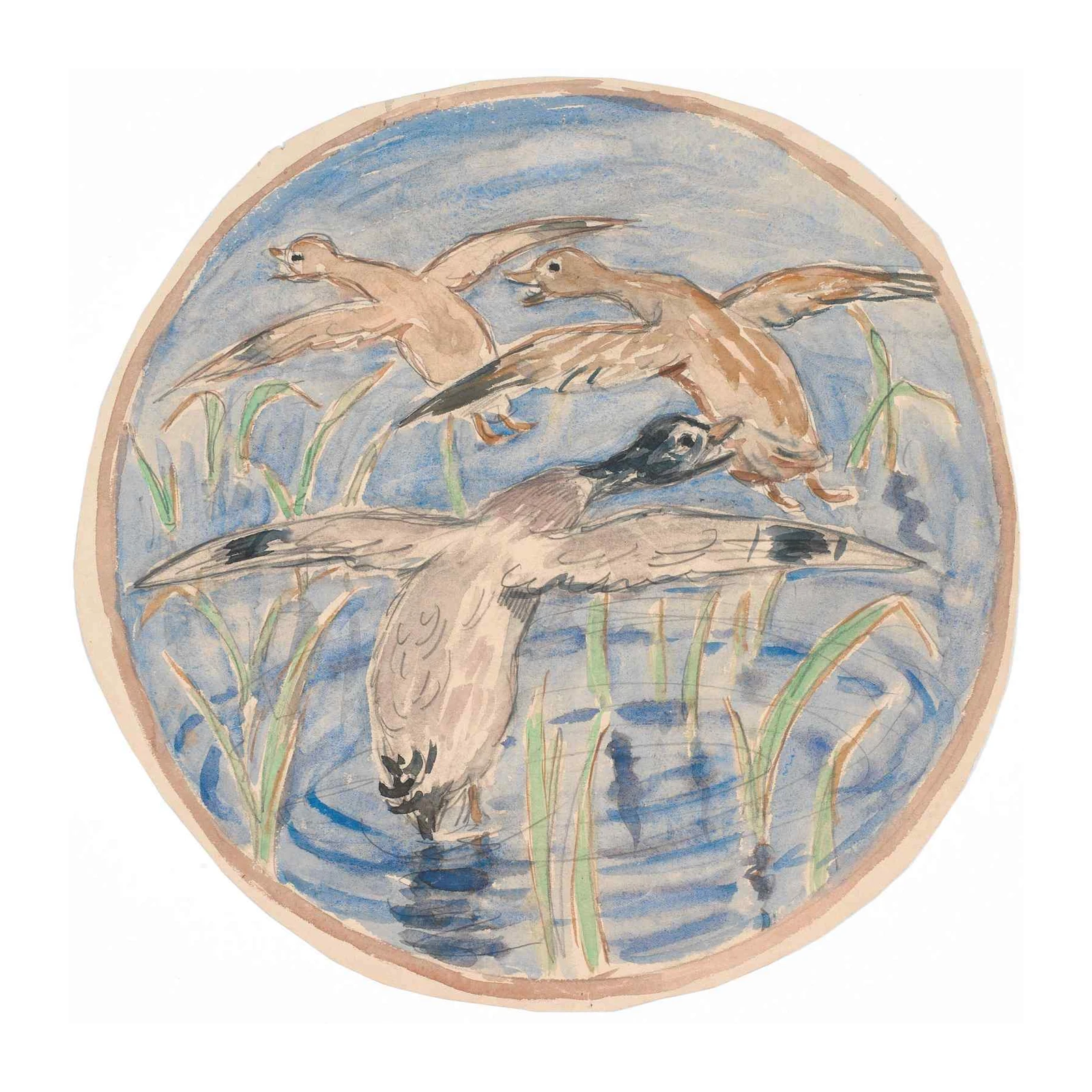 Flying Ducks Water Scene Wall Art