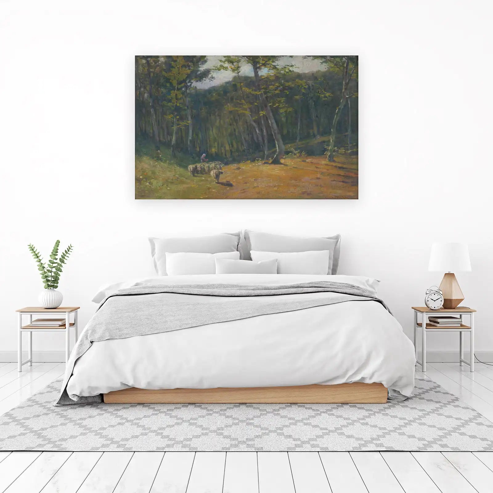 Pastoral Woodland Sheep Scene Wall Art
