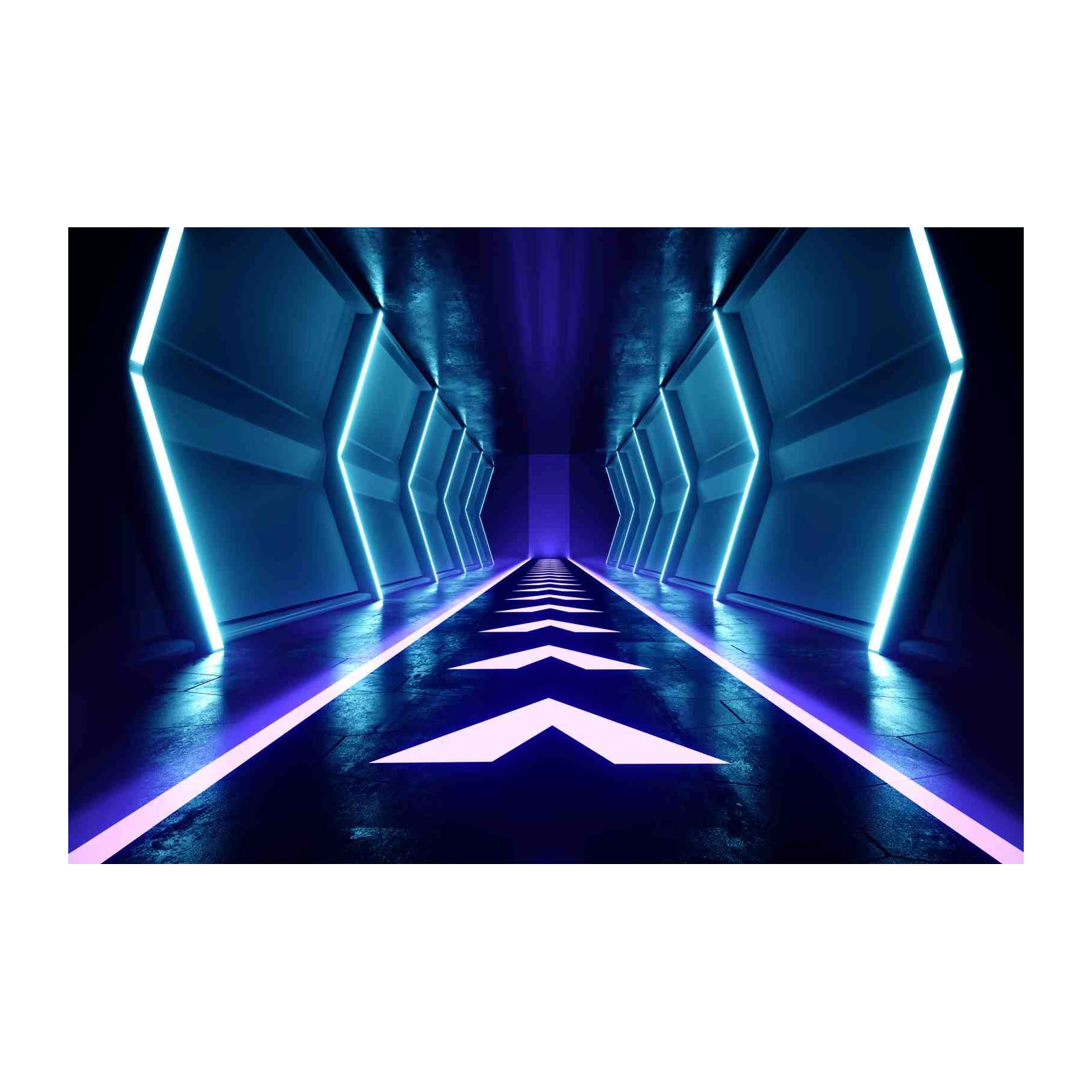 Neon Sci-Fi Corridor Wall Art