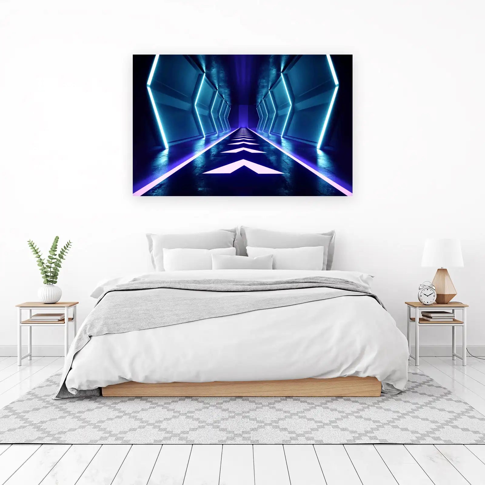 Neon Sci-Fi Corridor Wall Art
