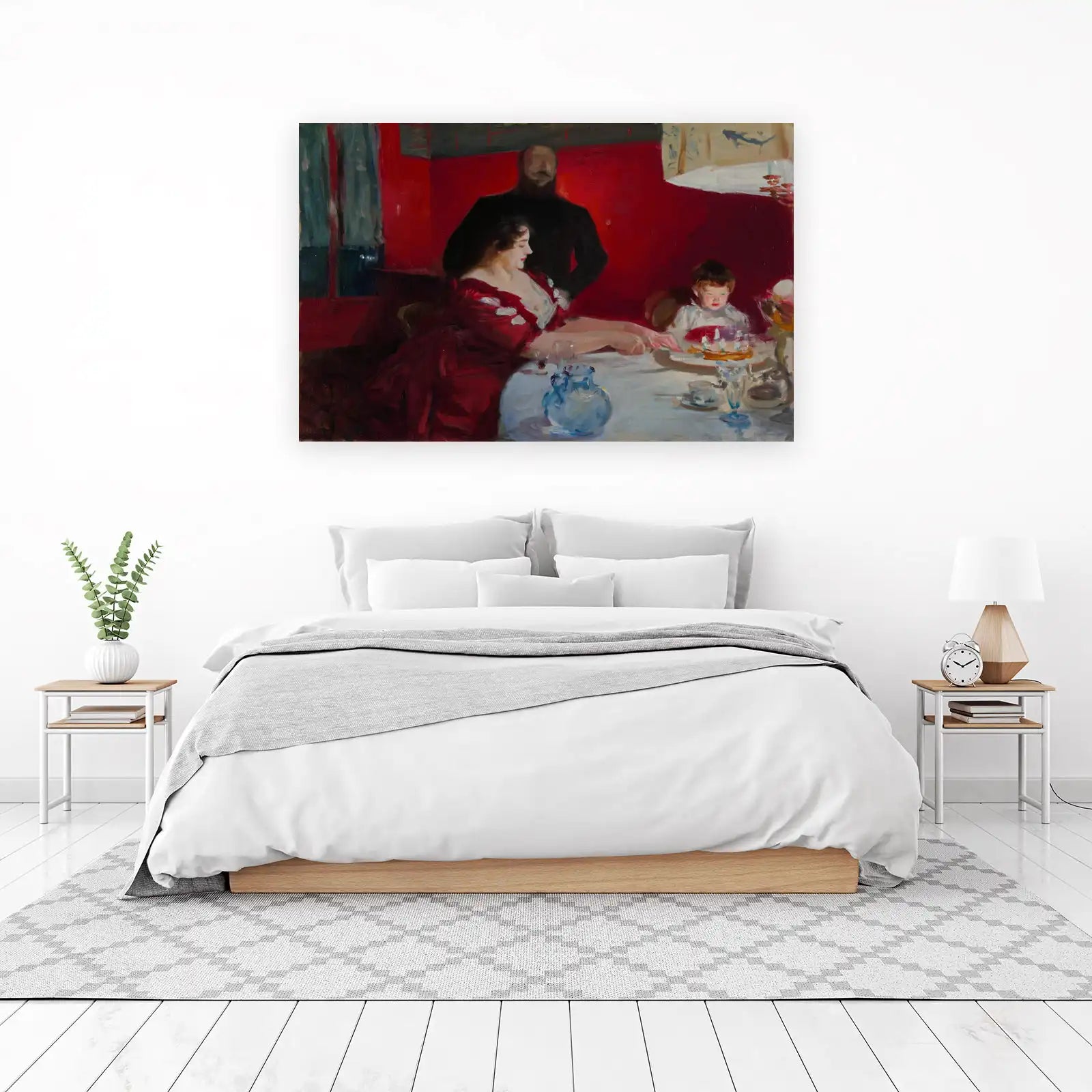 Elegant Family Gathering Red Dress Wall Art