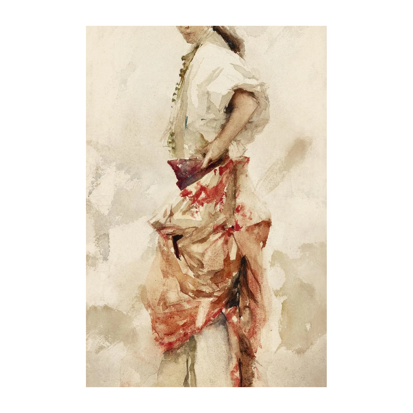 Graceful Dancer Vintage Watercolor Wall Art