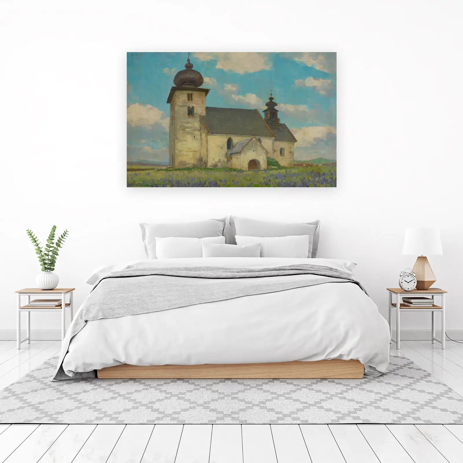 Serene Church Landscape Oil Painting Wall Art