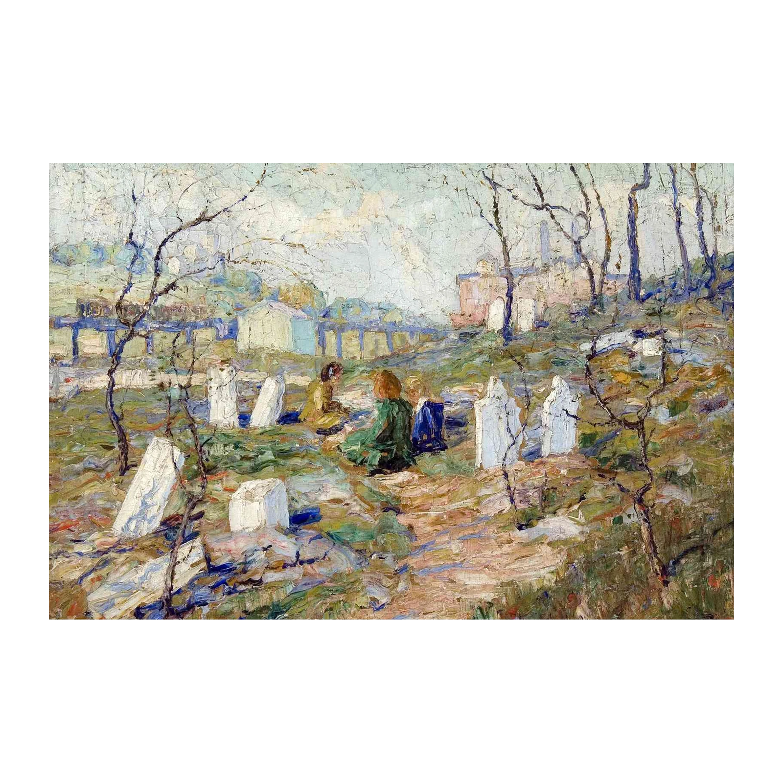Impressionist Children in Cemetery Wall Art