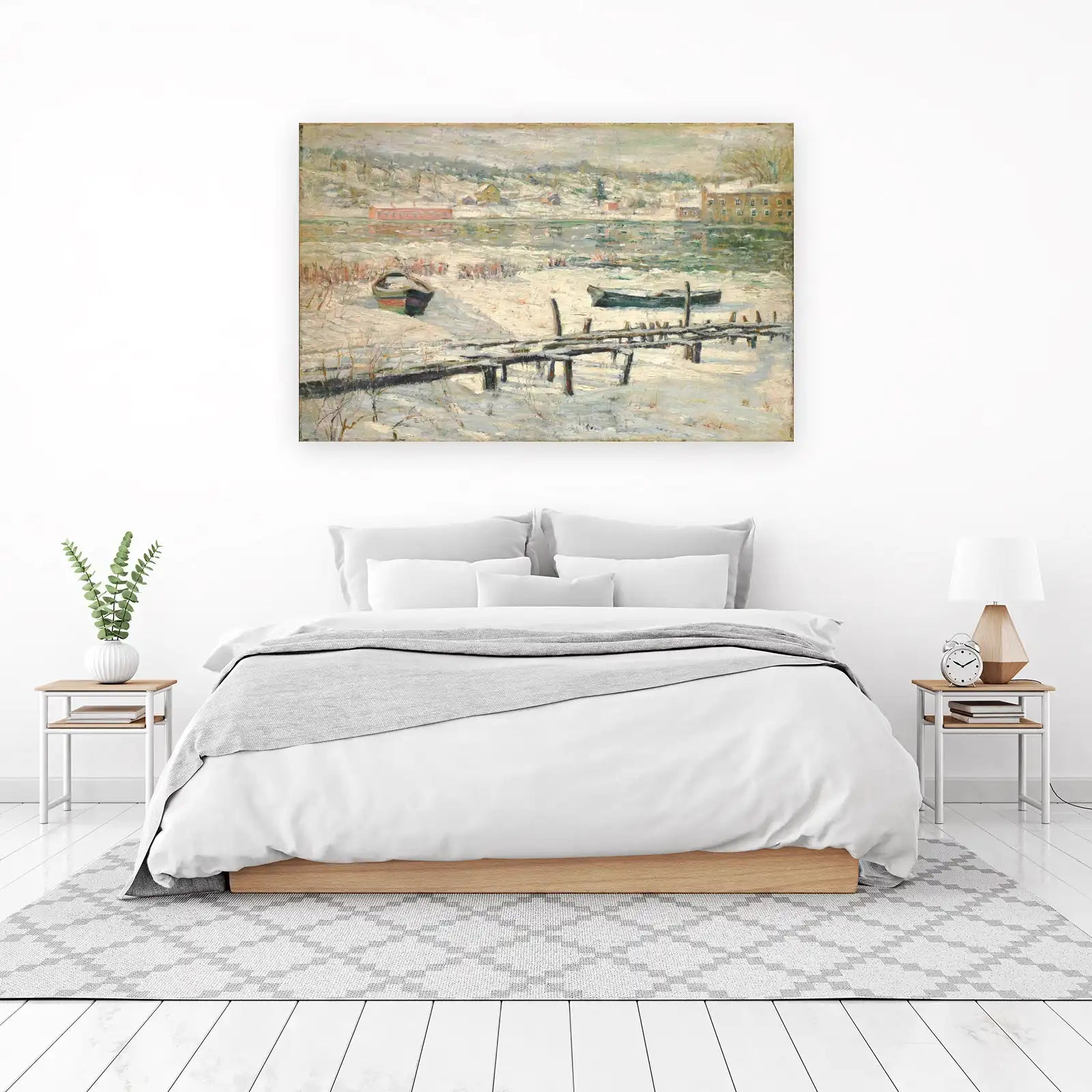 Winter River Boats Wall Art