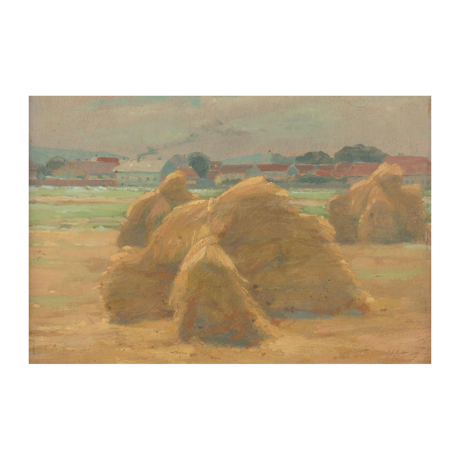 Golden Harvest Haystacks Countryside Wall Art