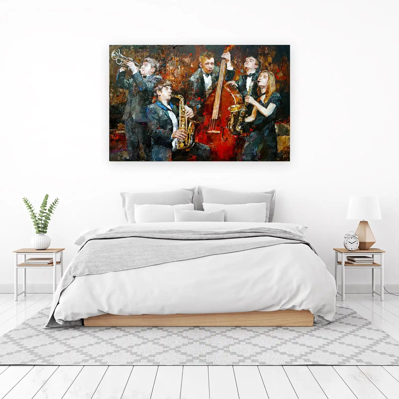 Vibrant Jazz Band Oil Painting Wall Art