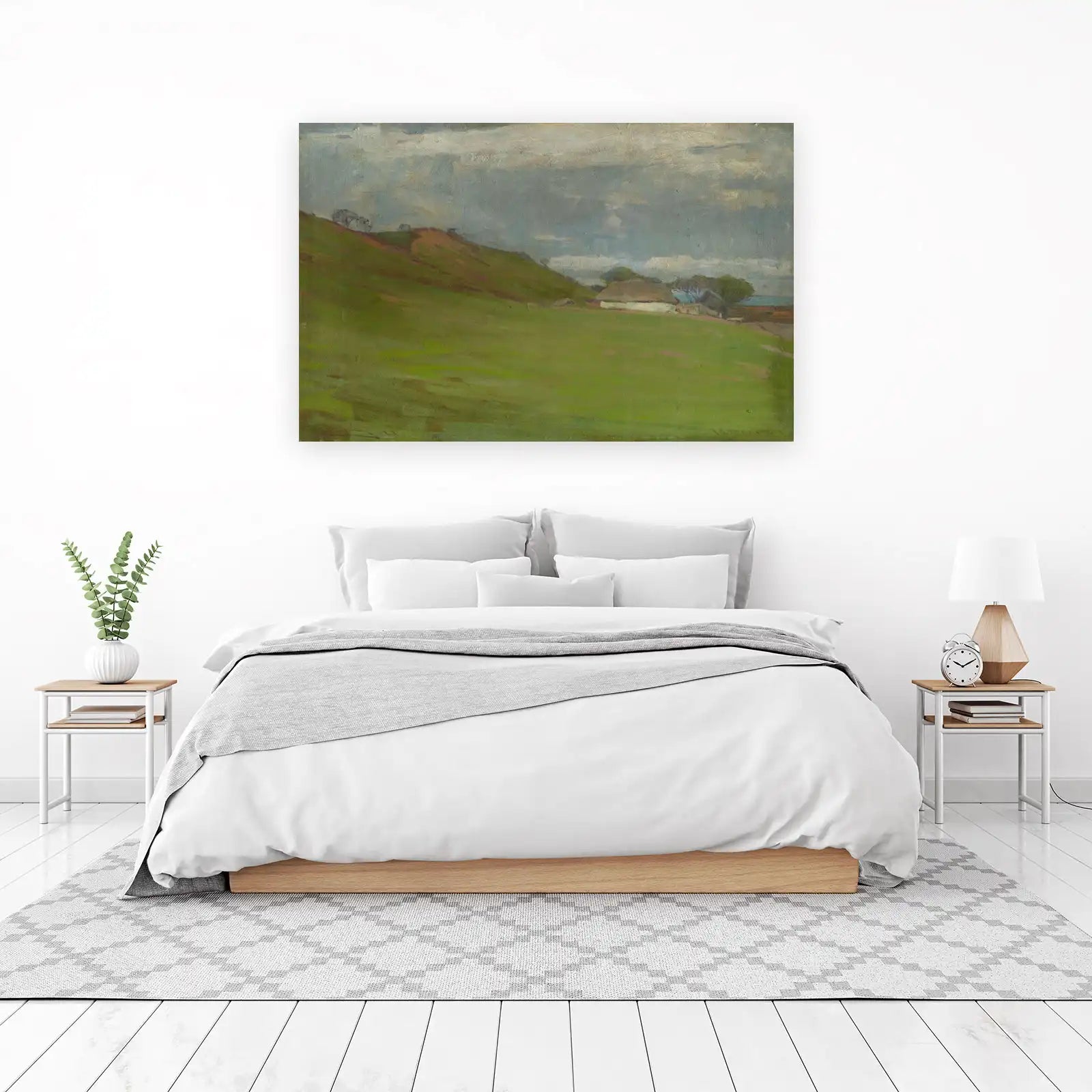 Serene Countryside Landscape Oil Painting Wall Art