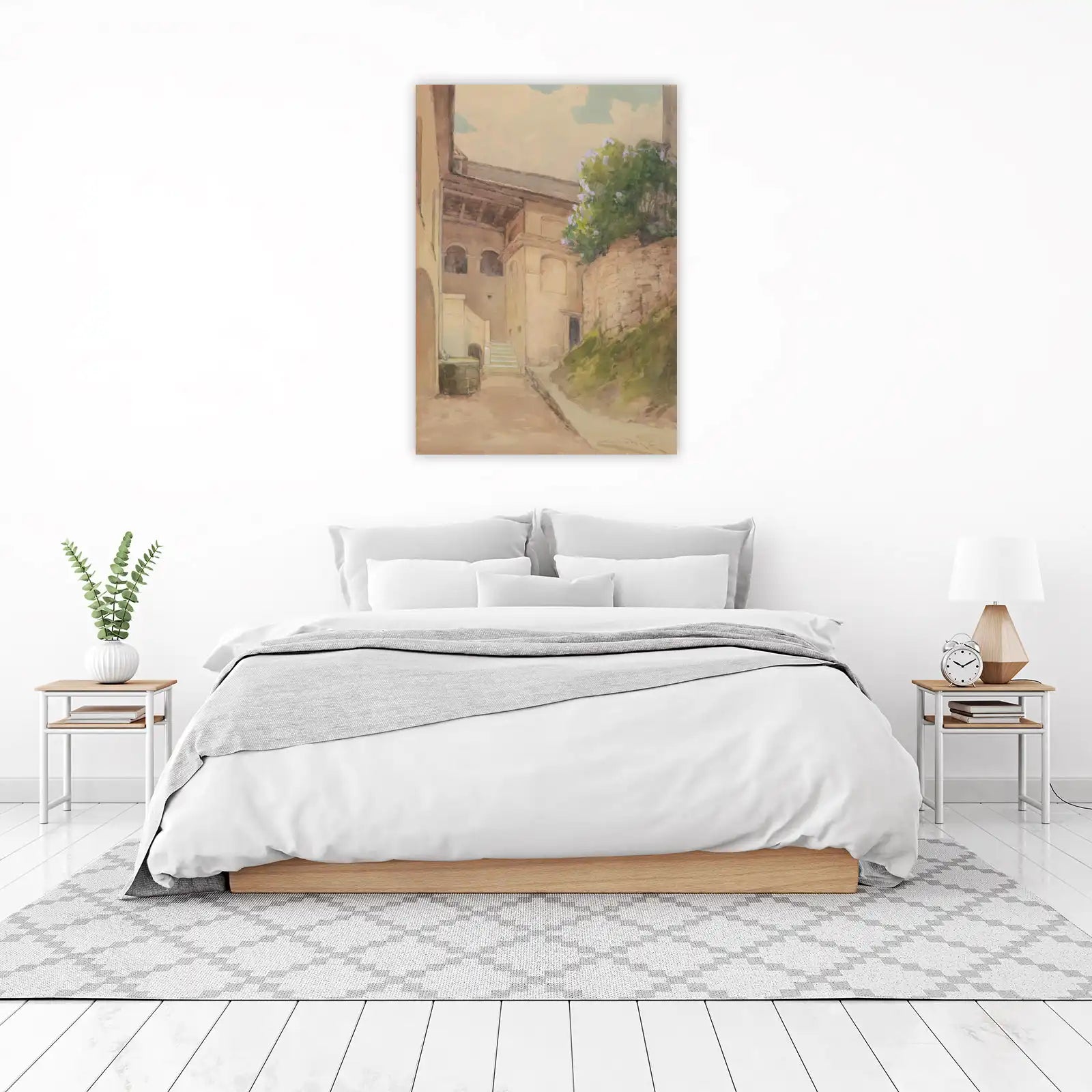 European Courtyard Watercolor Wall Art