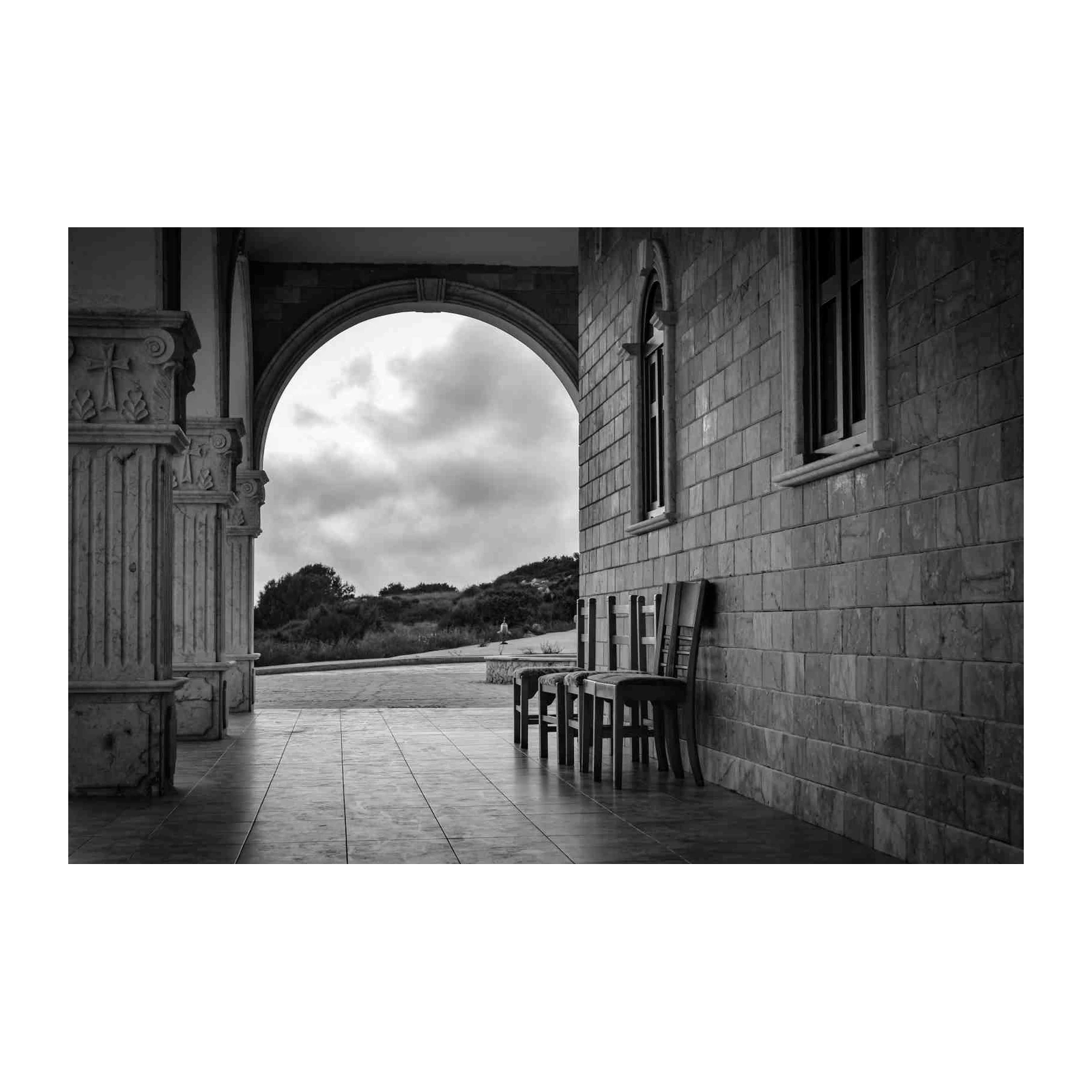 Monochrome Archway Chairs Wall Art