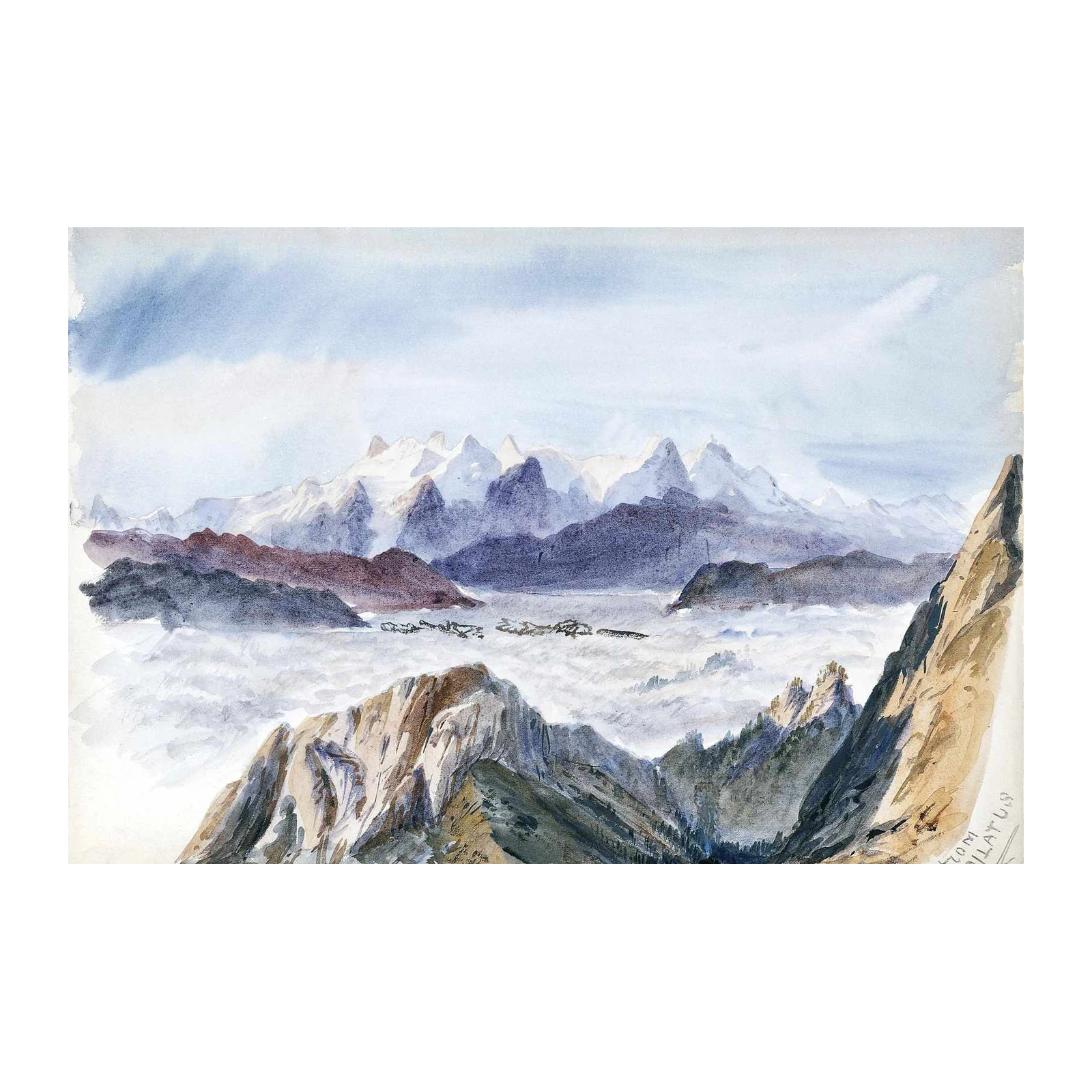 Majestic Mountain Vista Watercolor Wall Art