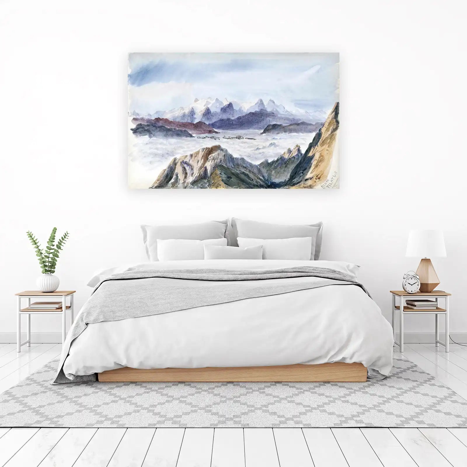 Majestic Mountain Vista Watercolor Wall Art
