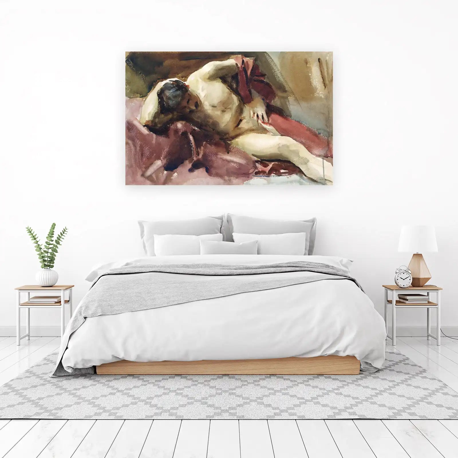 Masterful Nude Watercolor Study Wall Art
