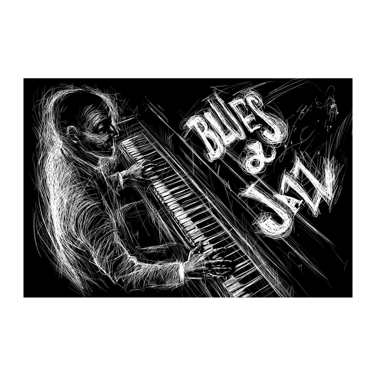 Energetic Blues & Jazz Piano Sketch Wall Art