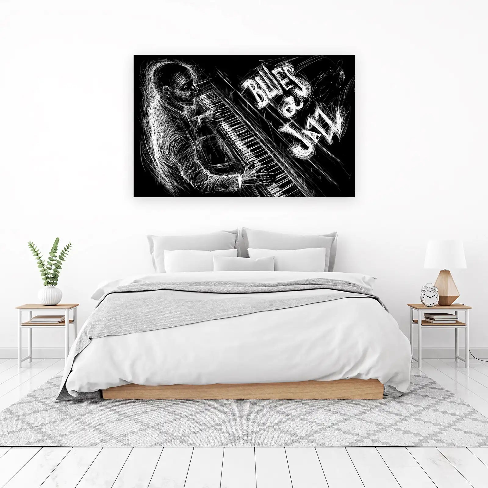 Energetic Blues & Jazz Piano Sketch Wall Art