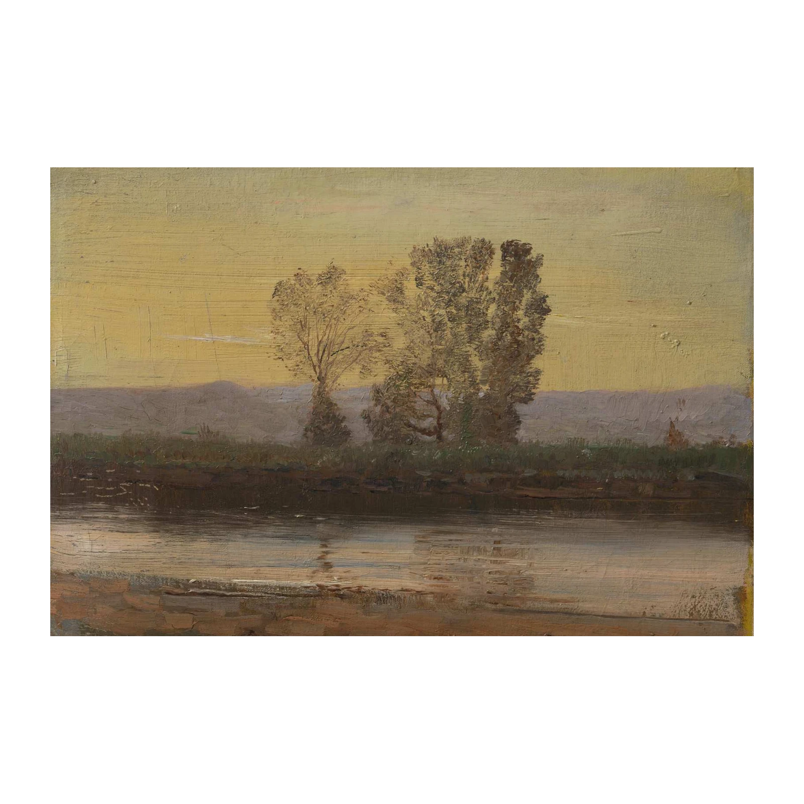 Serene Riverside Trees Oil Painting Wall Art