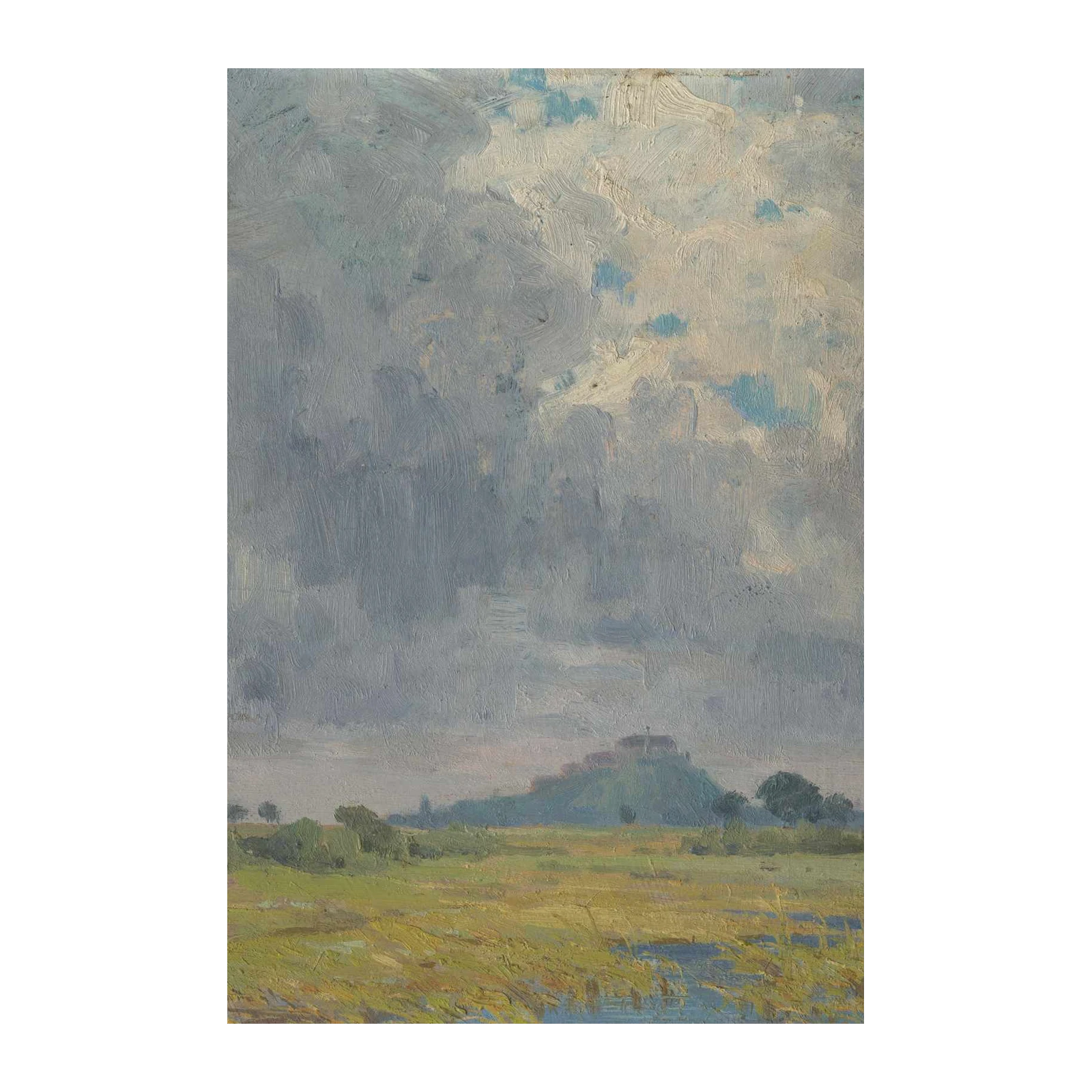 Serene Hilltop Landscape Oil Painting Wall Art
