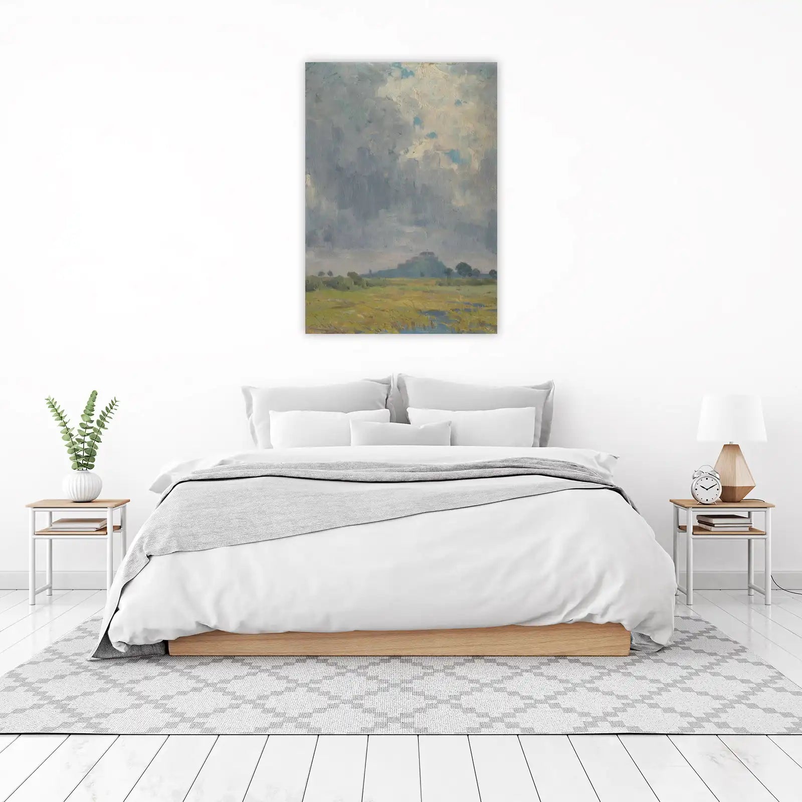 Serene Hilltop Landscape Oil Painting Wall Art