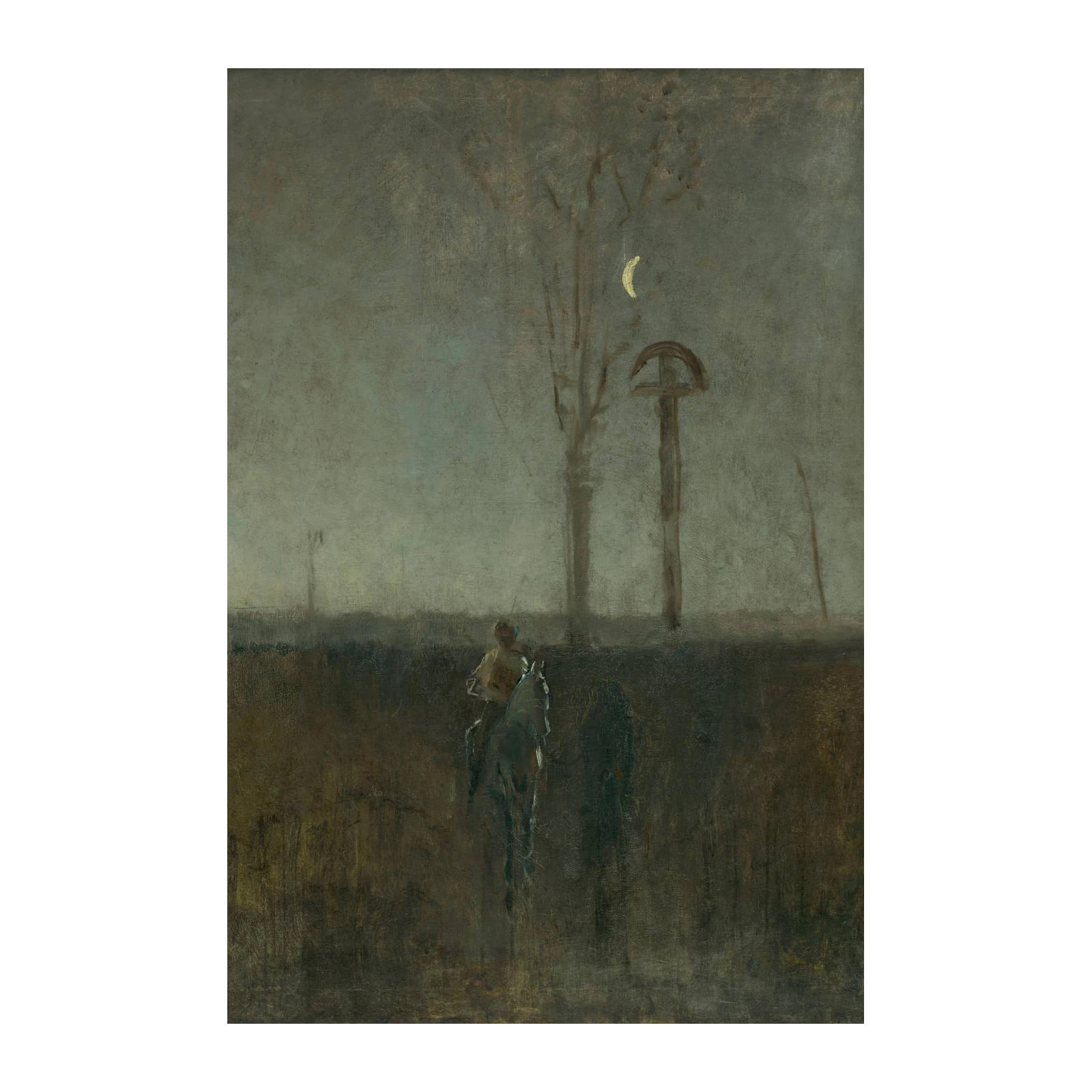 Mysterious Rider Moonlit Path Wall Art