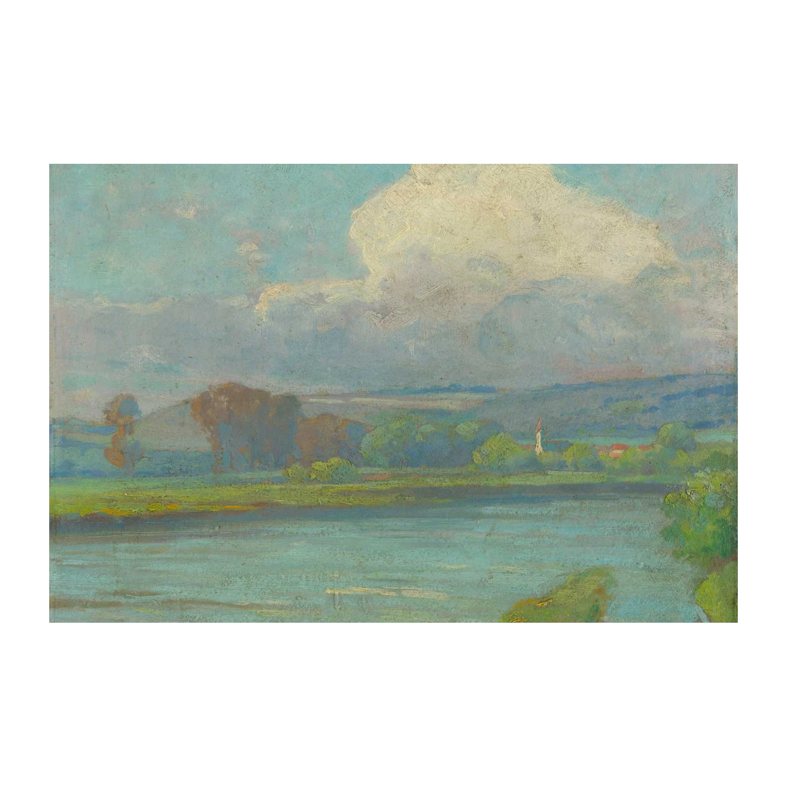Serene River Landscape Impressionist Wall Art