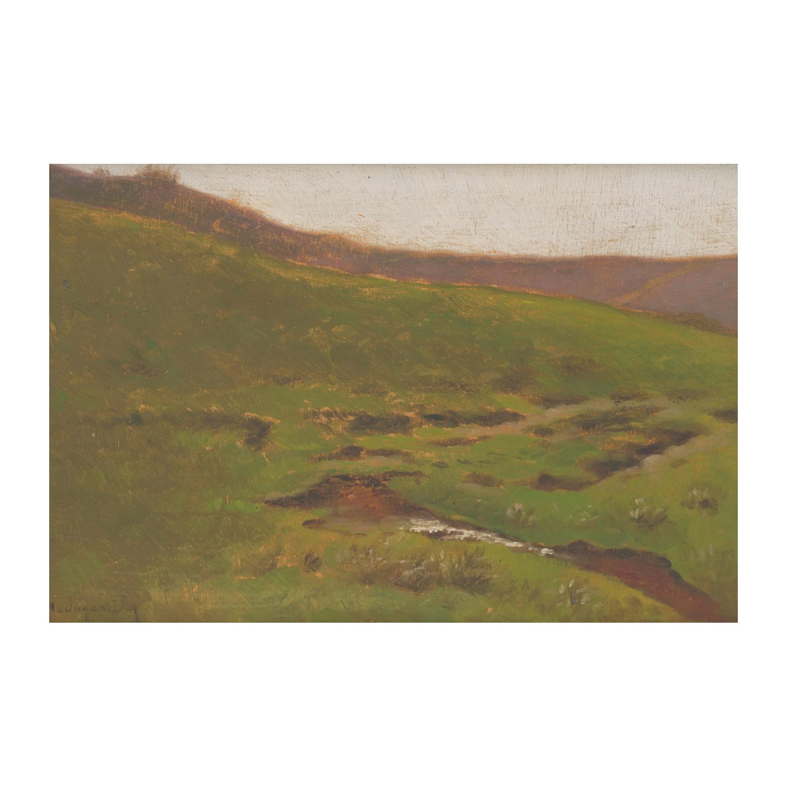 Serene Hillside Stream Impressionist Landscape Wall Art