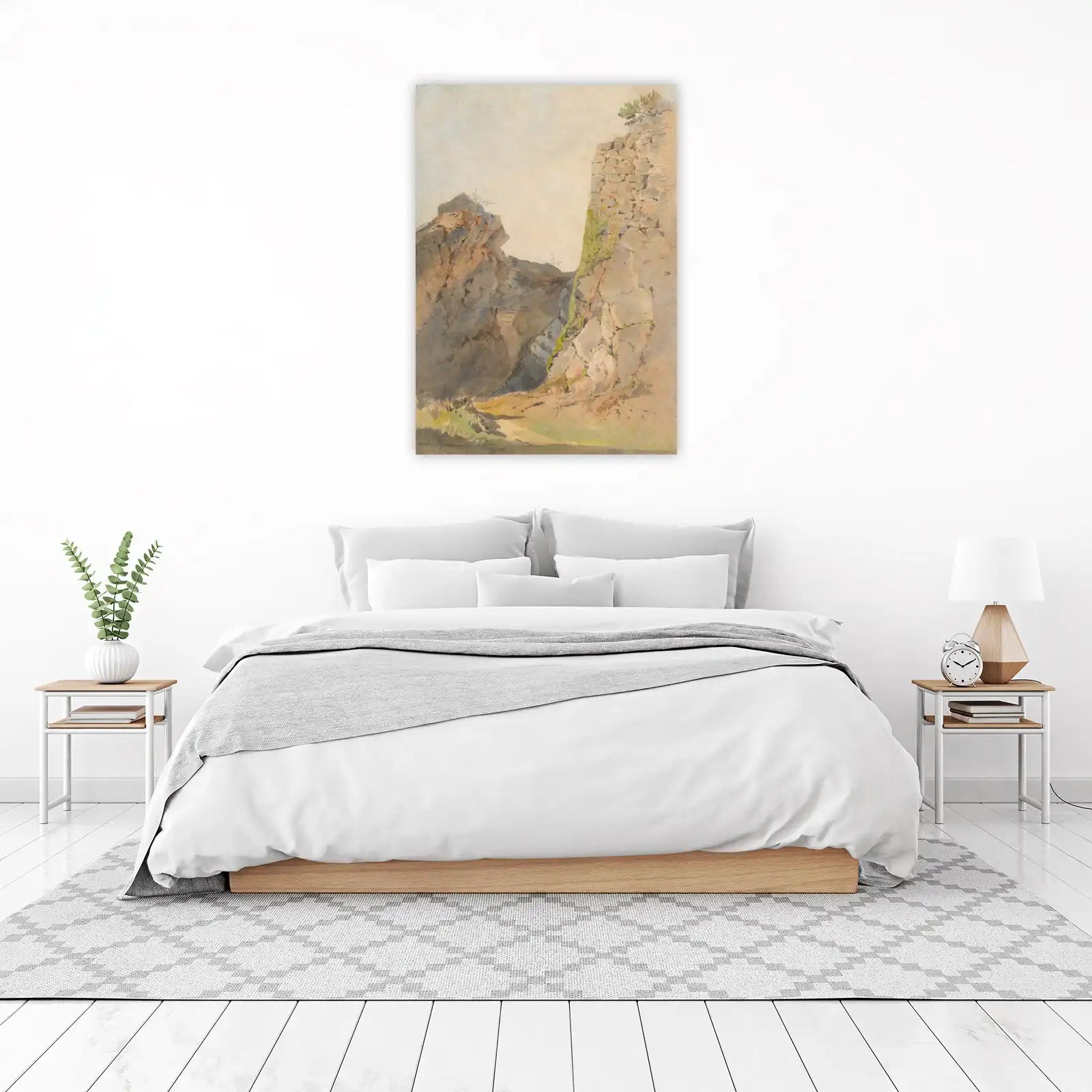 Ancient Ruins Landscape Watercolor Wall Art