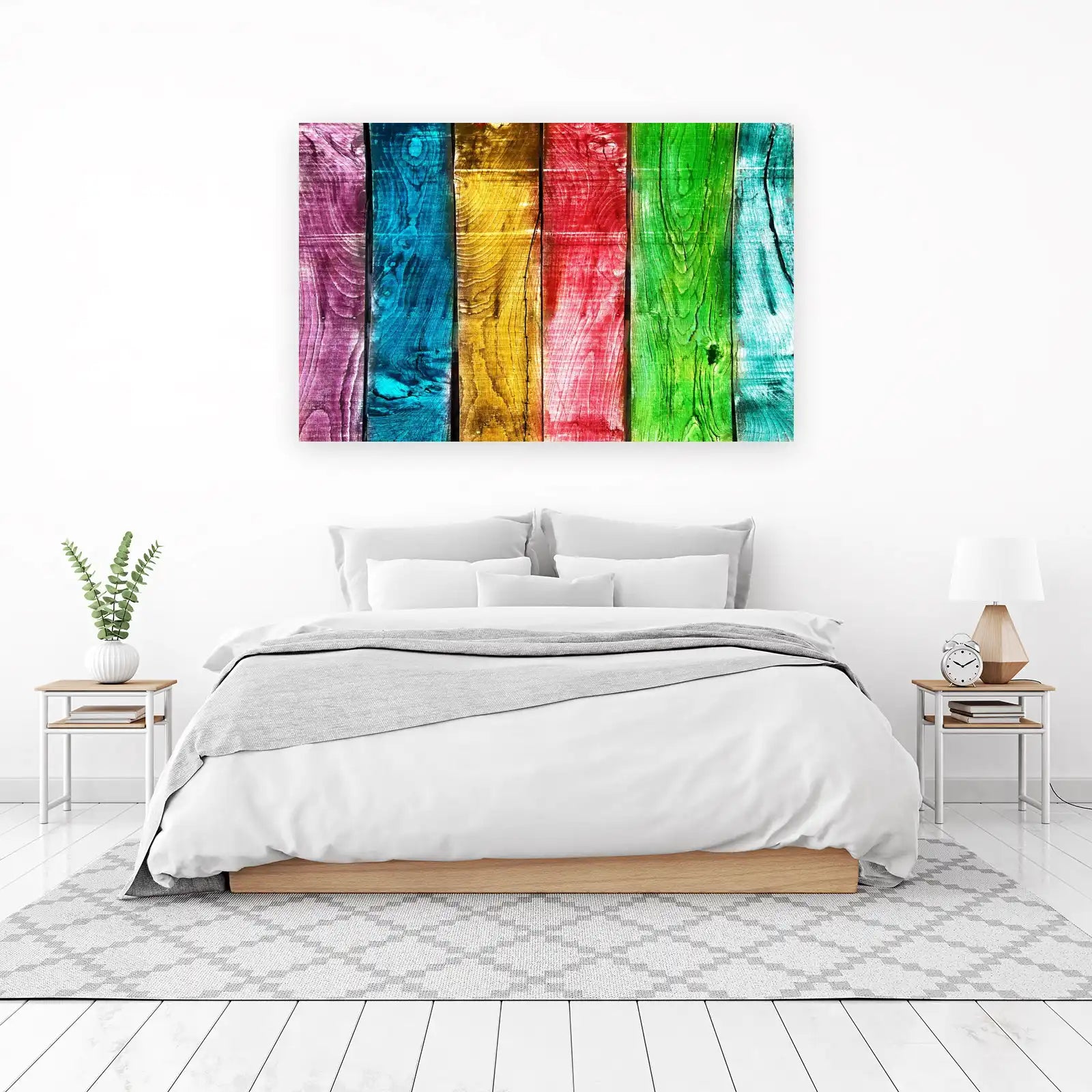 Vibrant Rainbow Wood Texture Wall Art