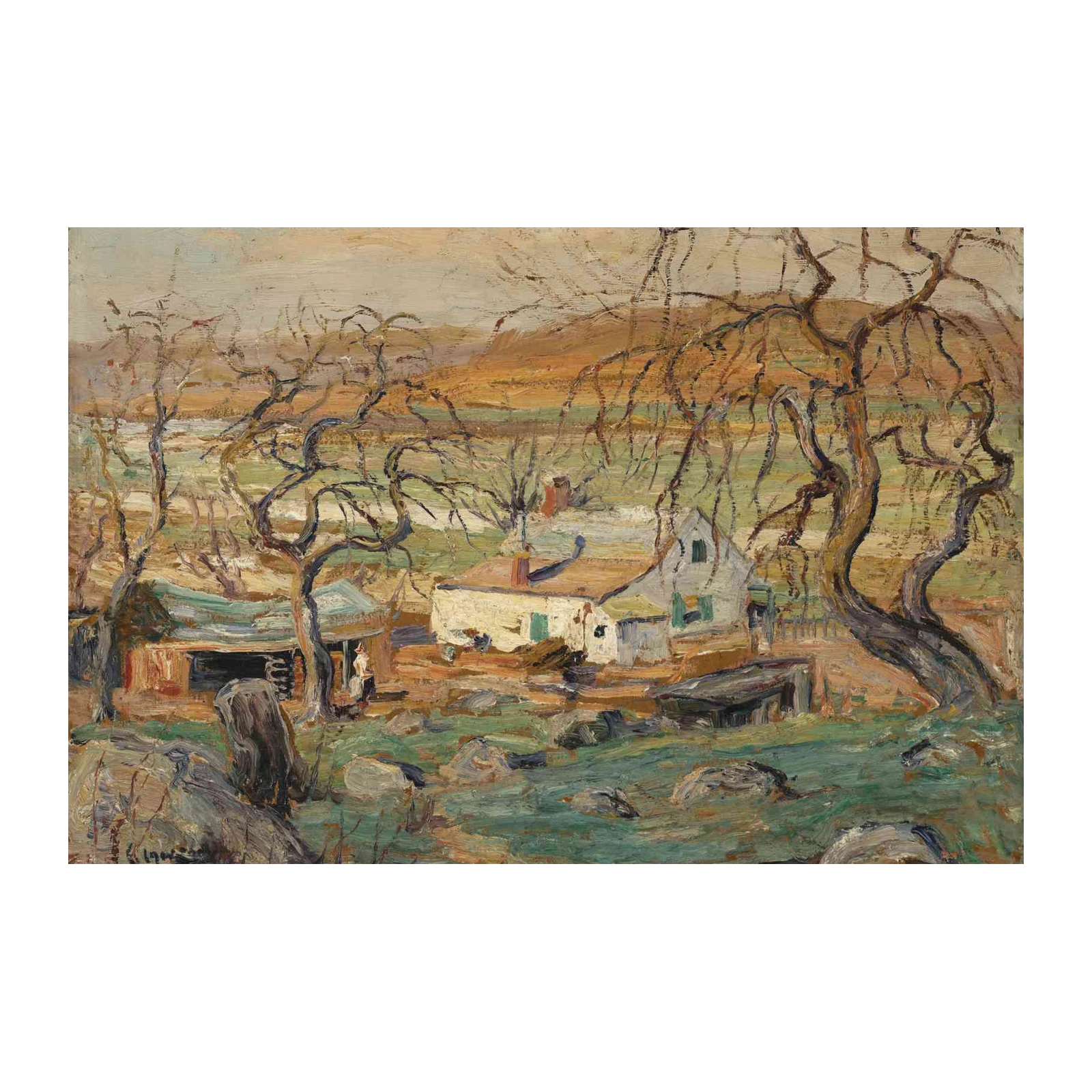 Rustic Farmhouse Landscape Art Wall Art