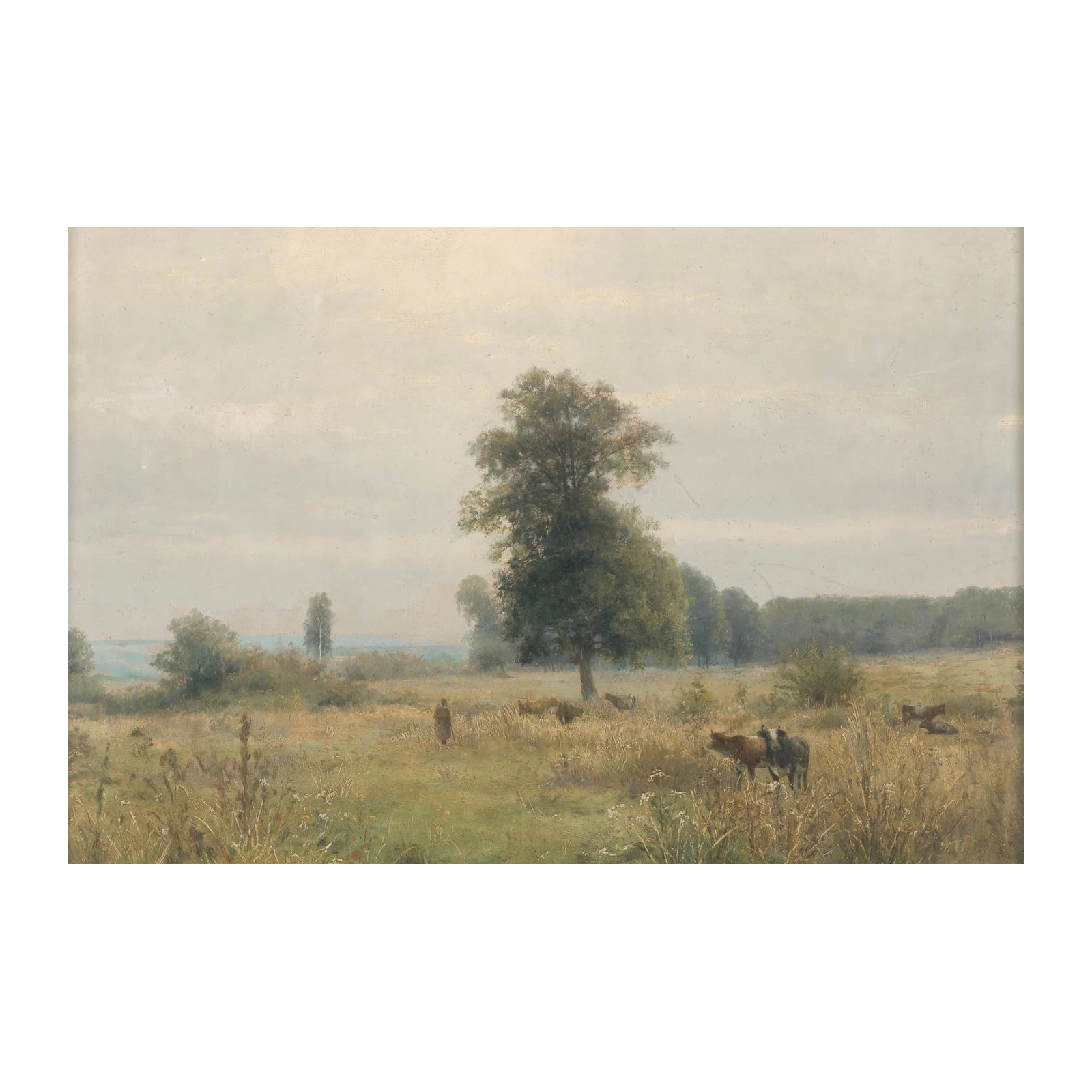 Serene Meadow Cattle Landscape Wall Art
