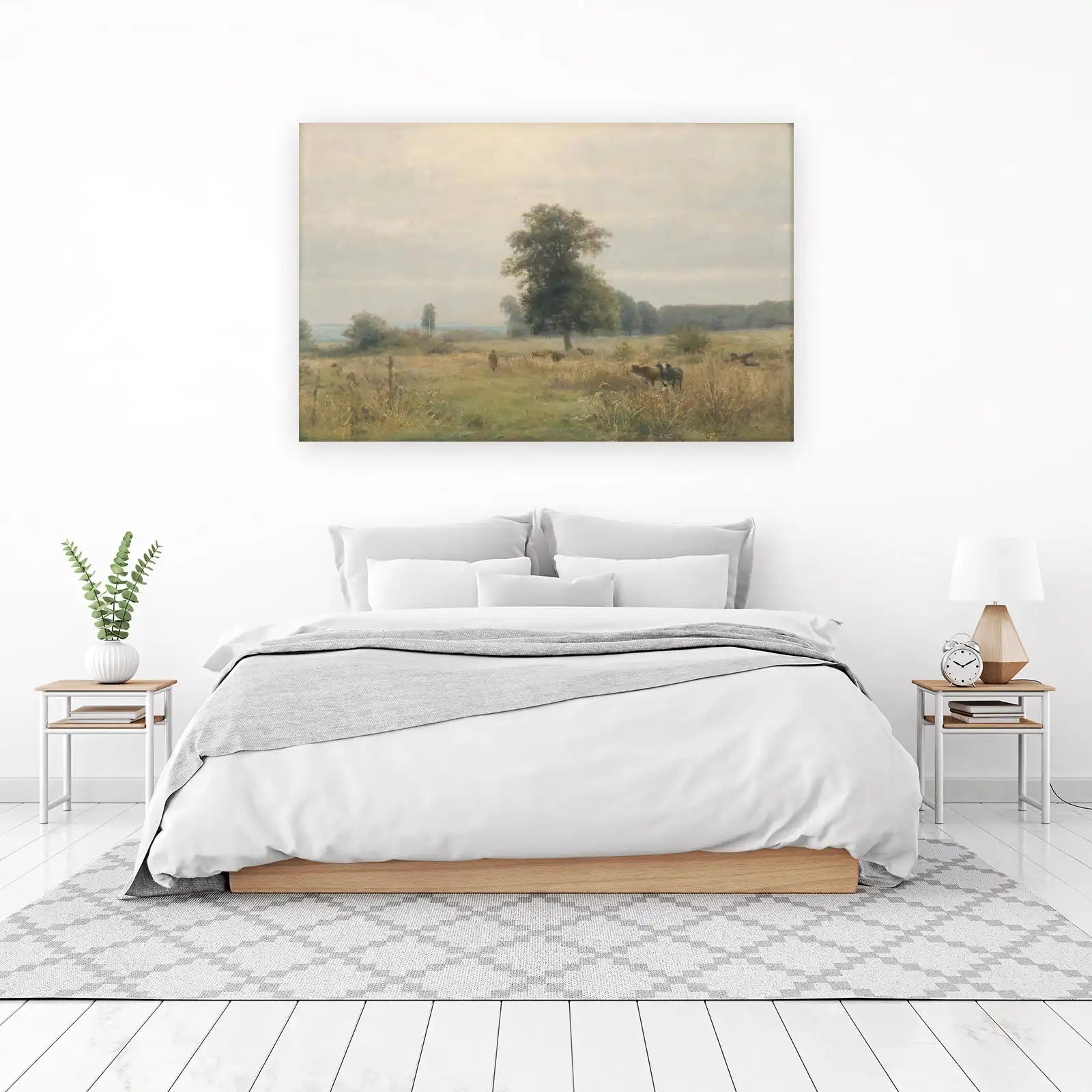 Serene Meadow Cattle Landscape Wall Art