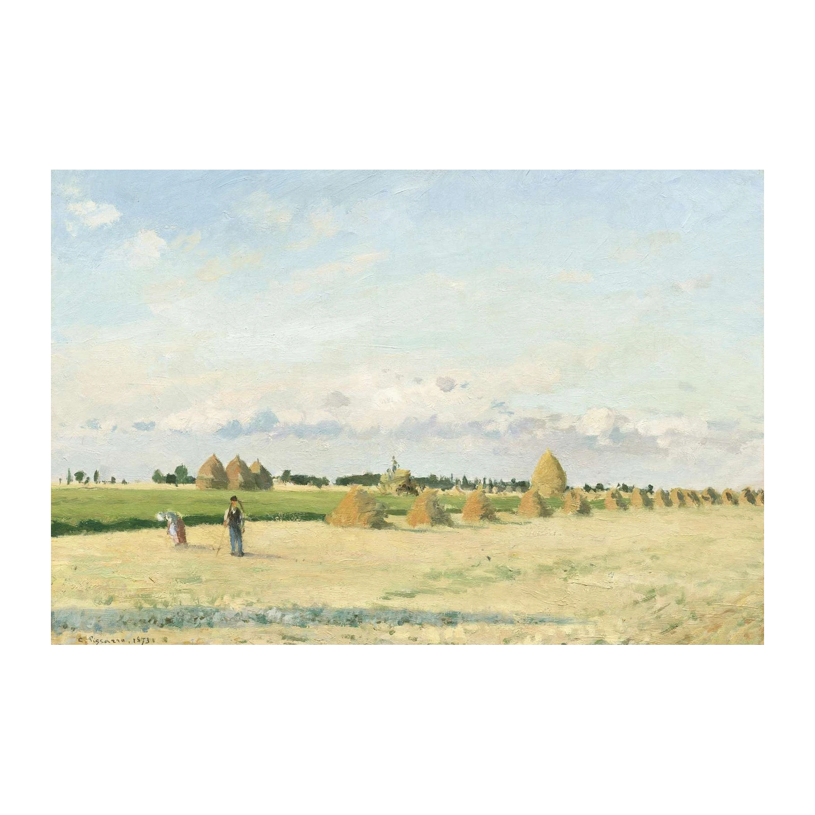 Impressionist Haystacks Field Landscape Wall Art