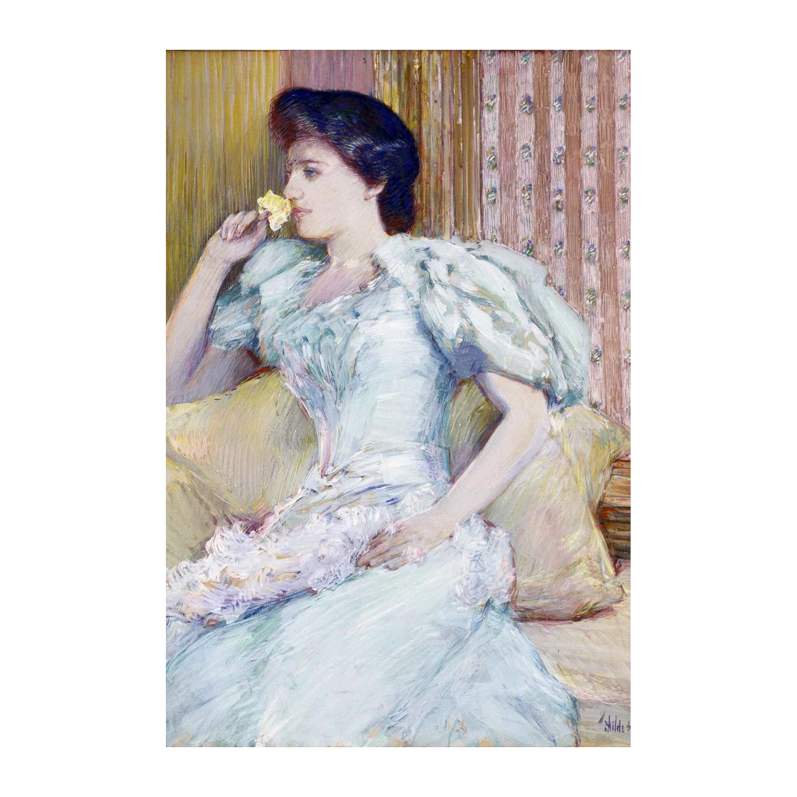 Elegant Woman with Flower Impressionist Wall Art