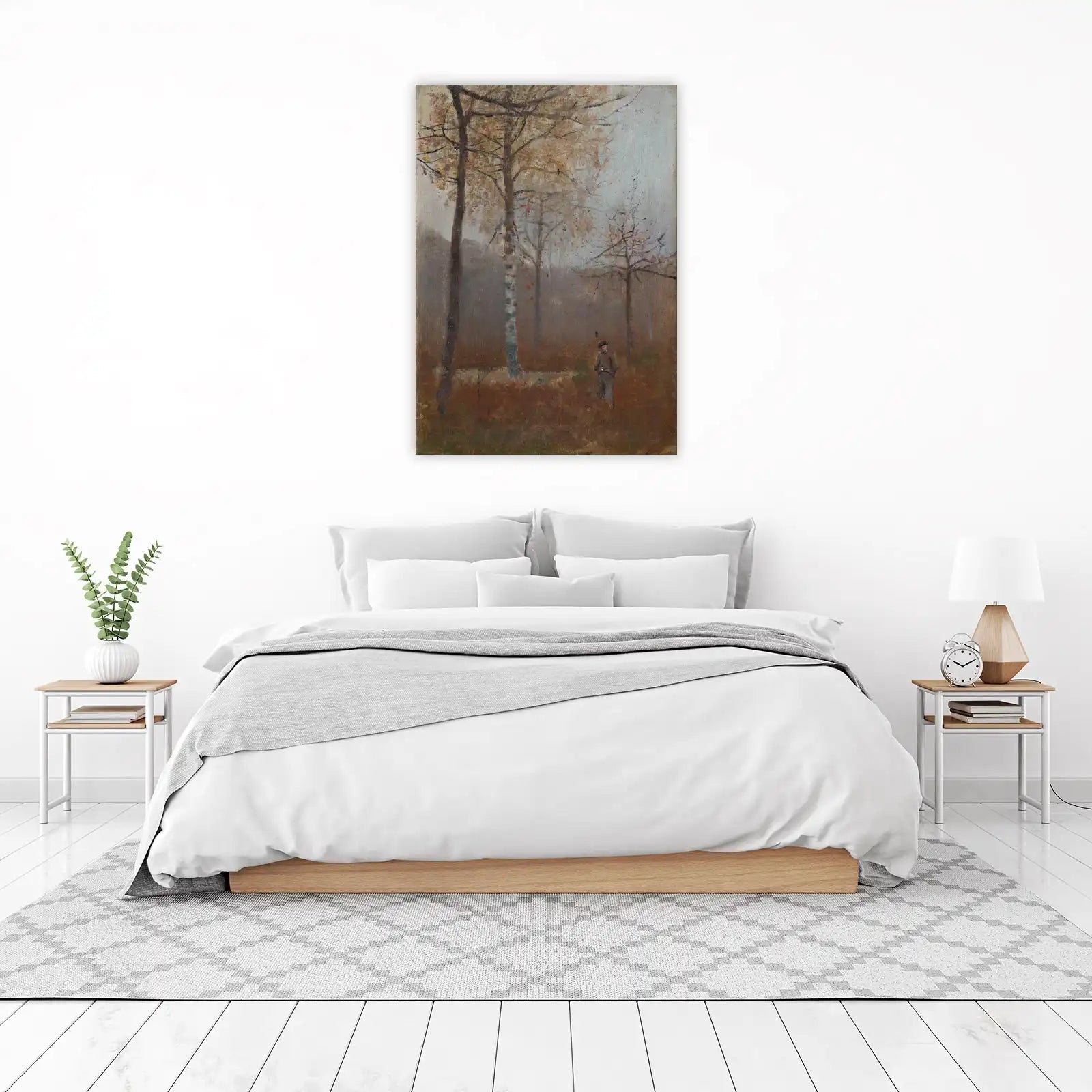 Misty Forest Wanderer Landscape Wall Art