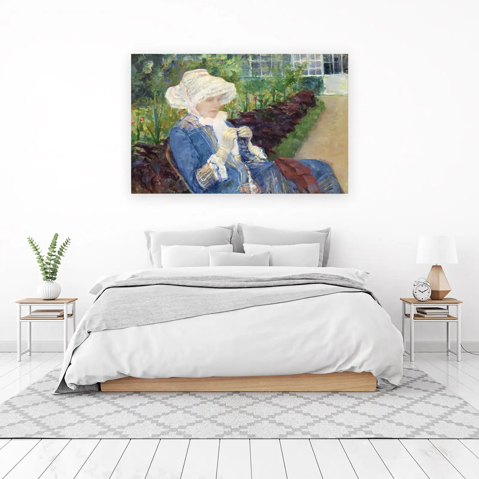 Victorian Lady Knitting Garden Art Wall Art