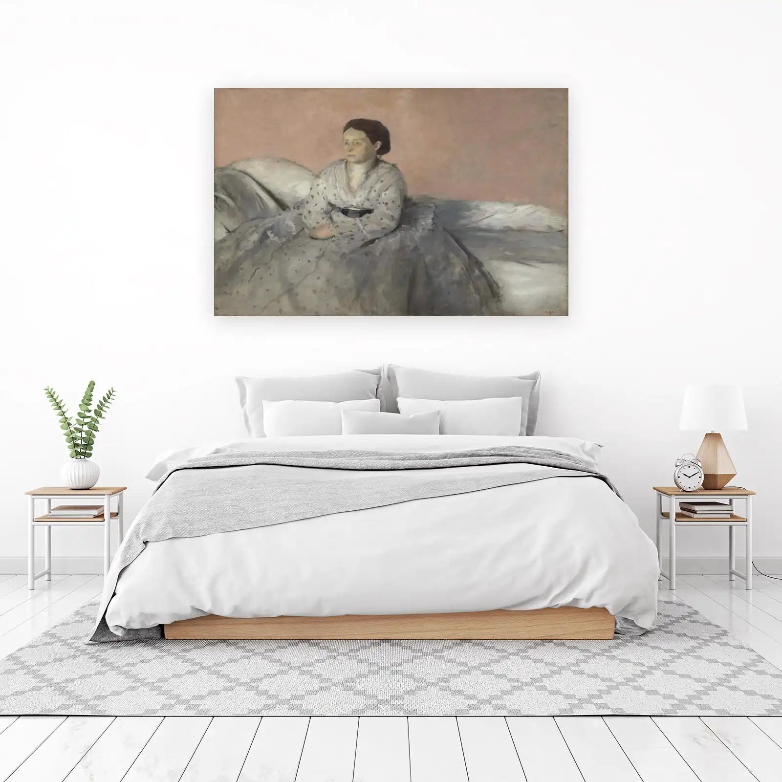 Elegant Woman Pink Background Wall Art