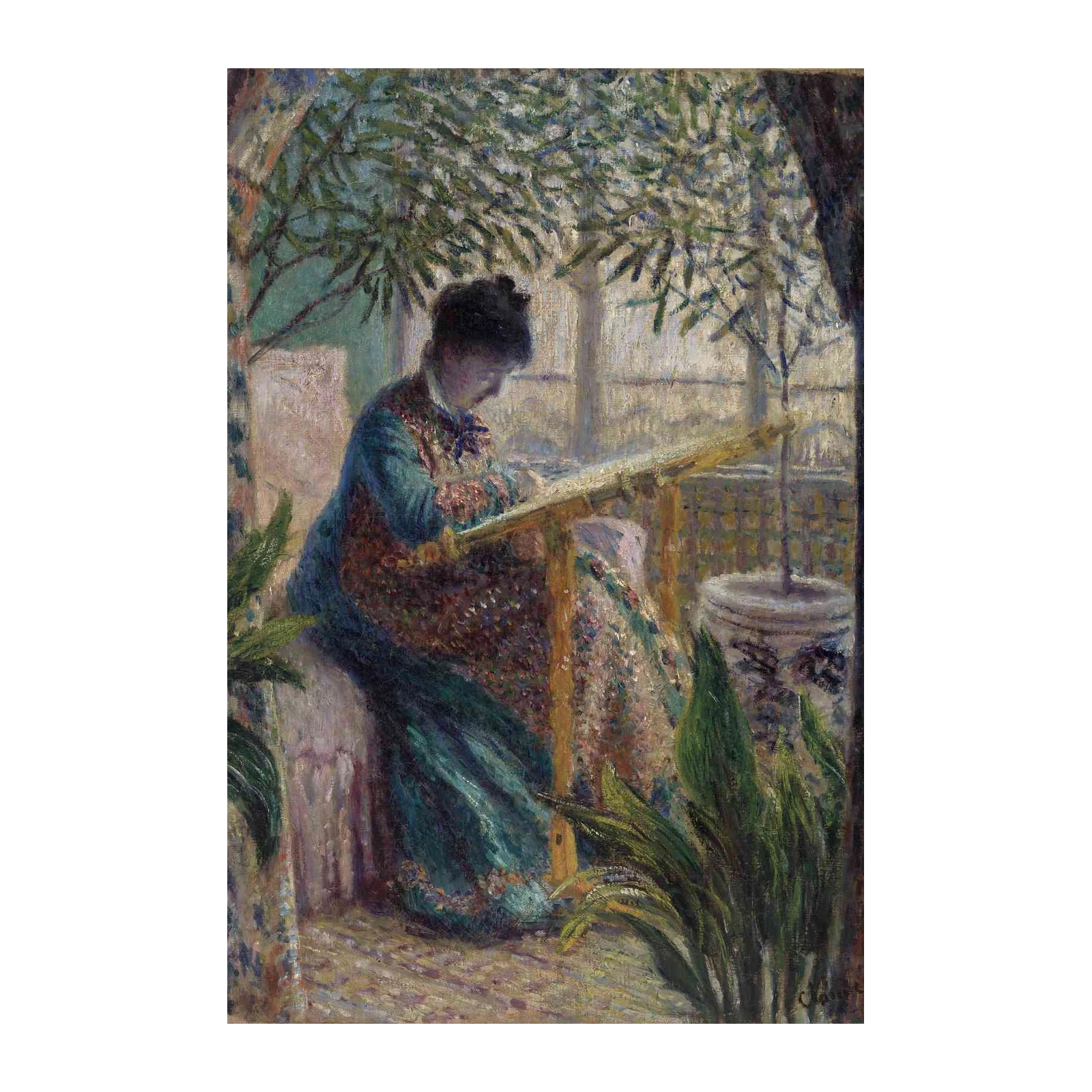 Impressionist Woman at Embroidery Wall Art