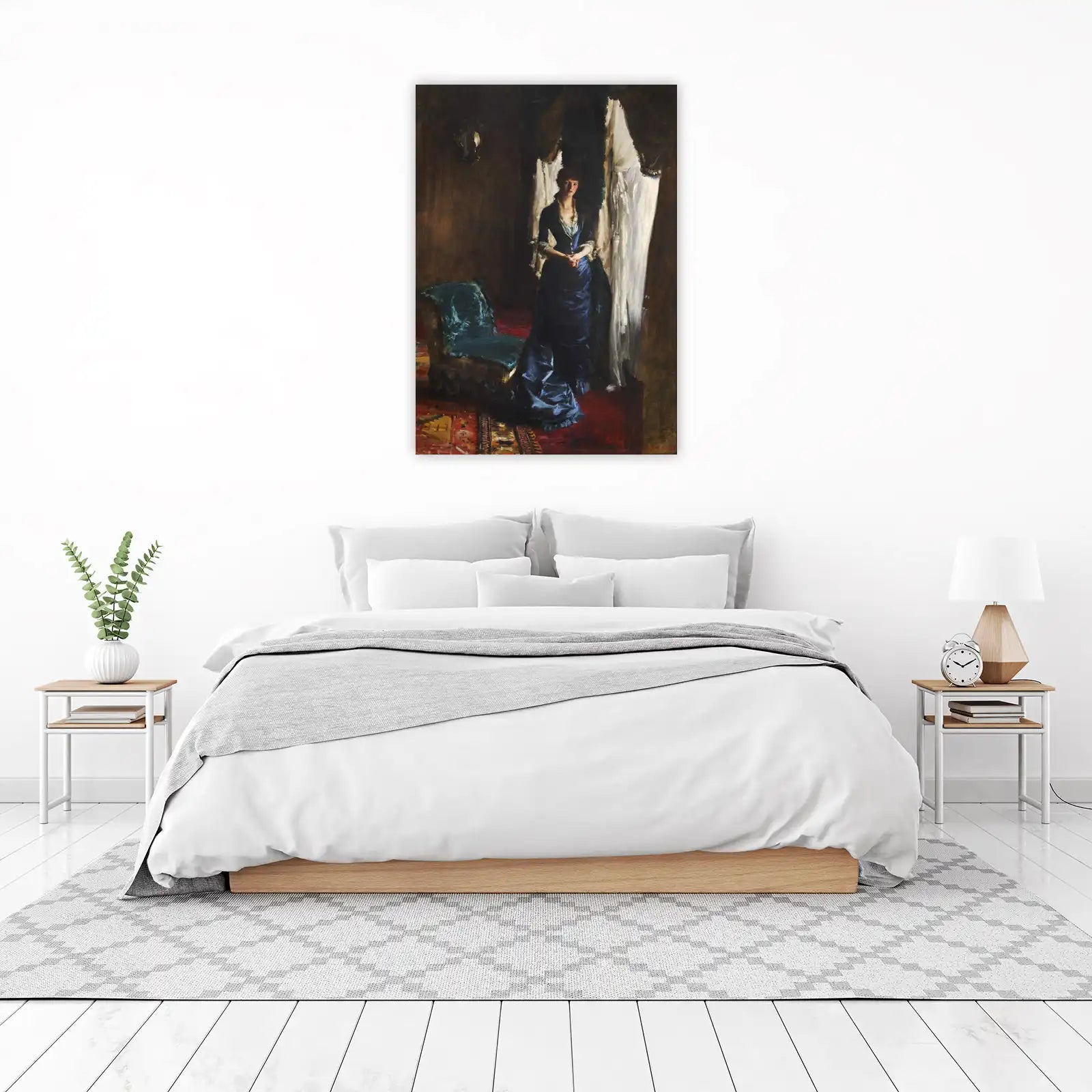 Elegant Woman in Blue Gown Wall Art