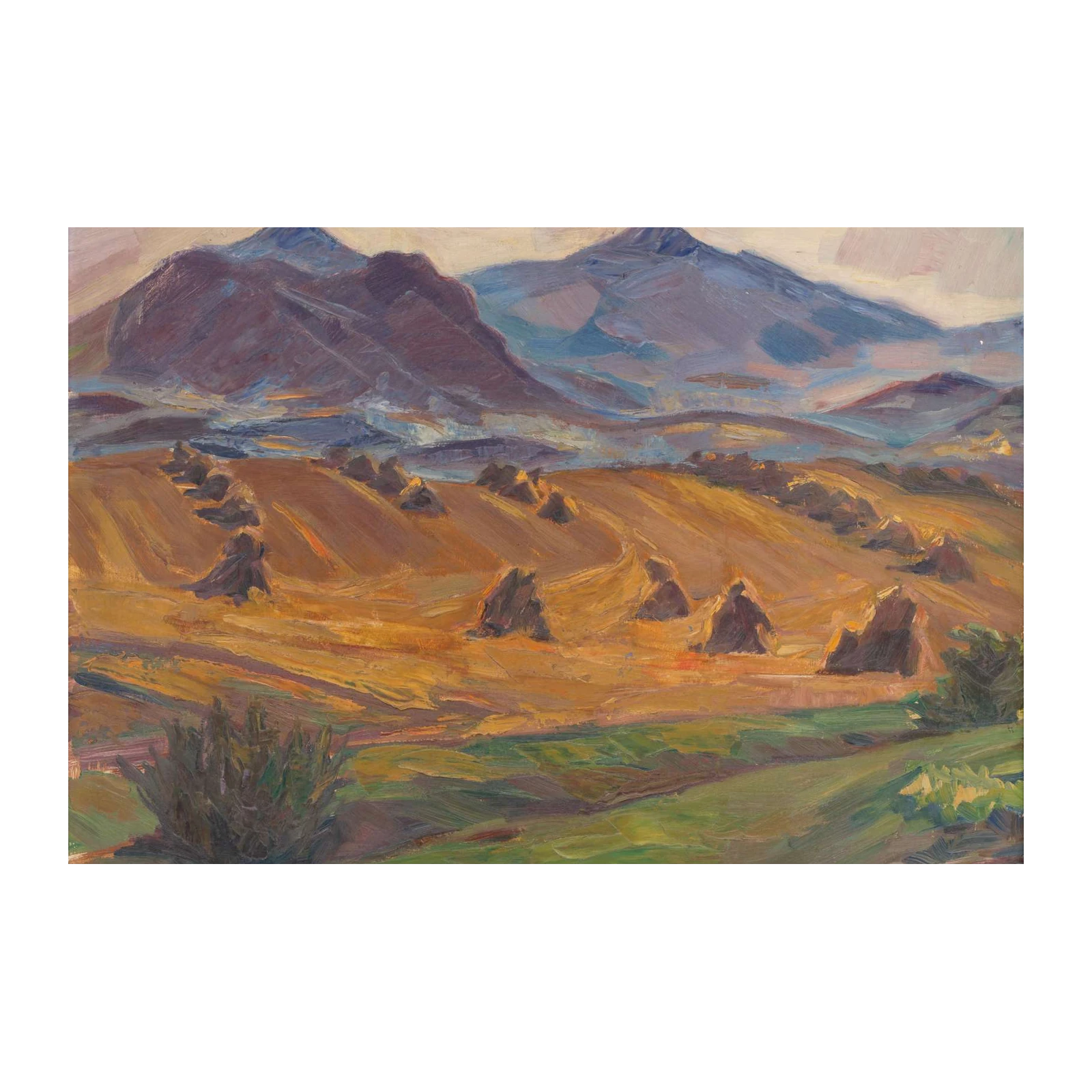 Harvest Mountains Landscape Oil Painting Wall Art