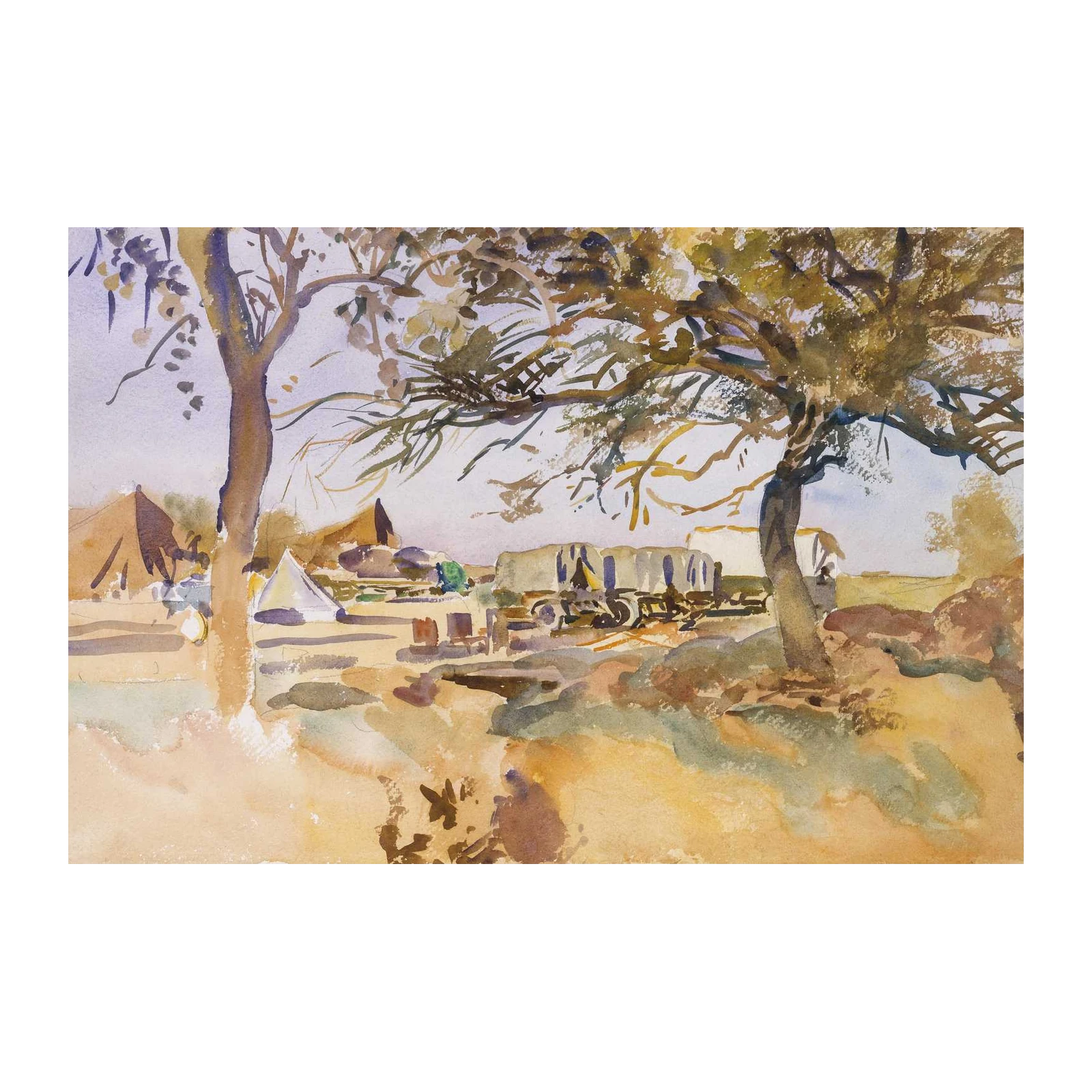 Vintage Desert Camp Watercolor Wall Art