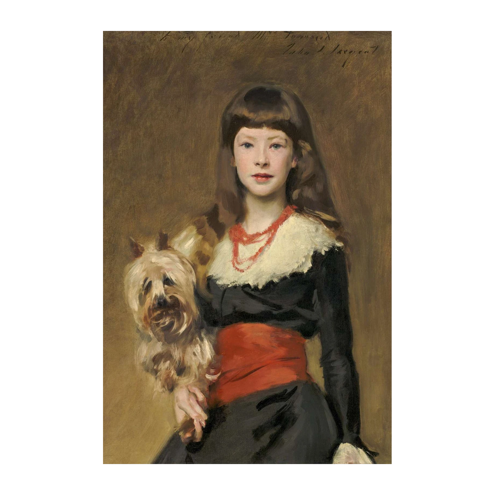Elegant Portrait of a Young Girl & Dog Wall Art