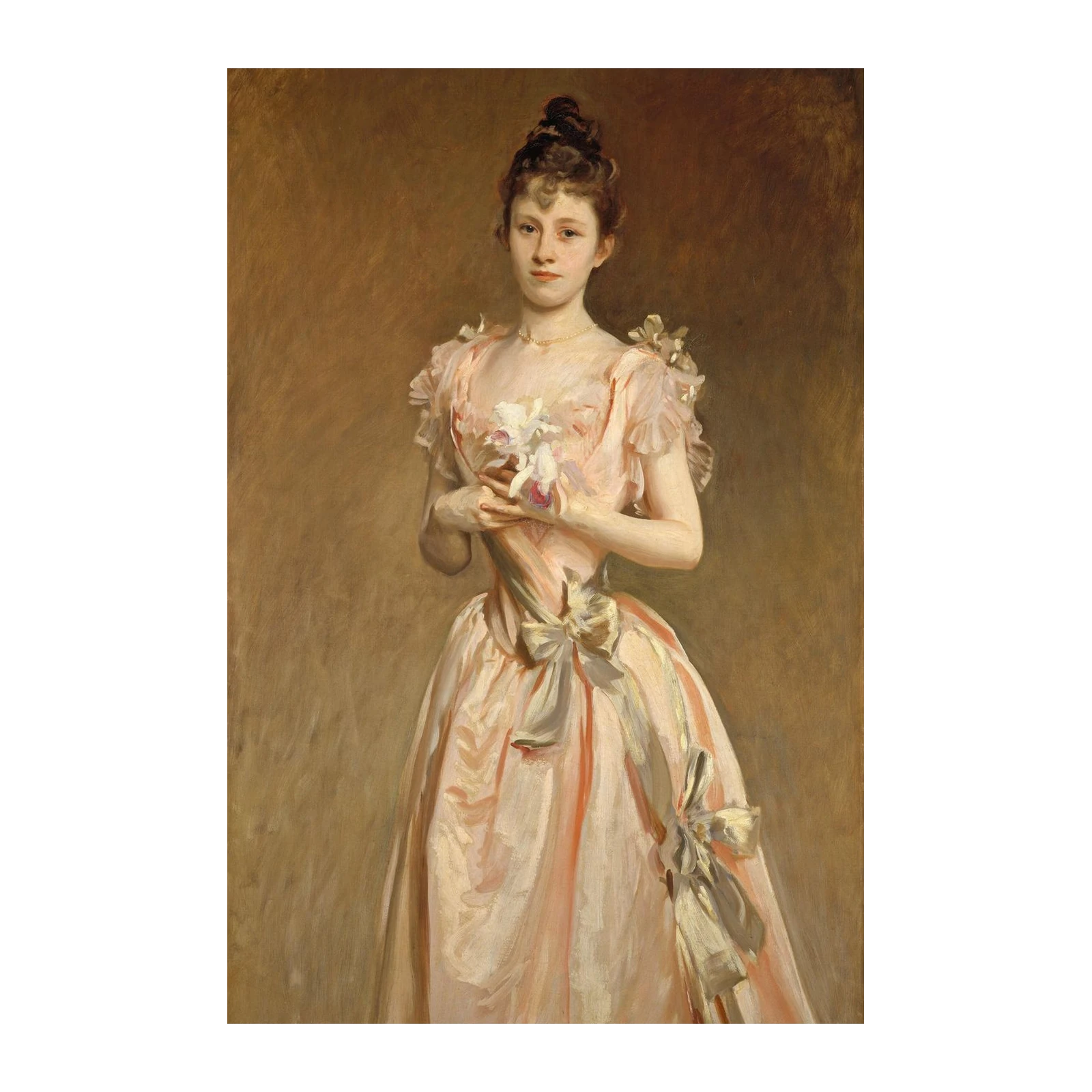 Elegant Lady Portrait Pink Gown Wall Art