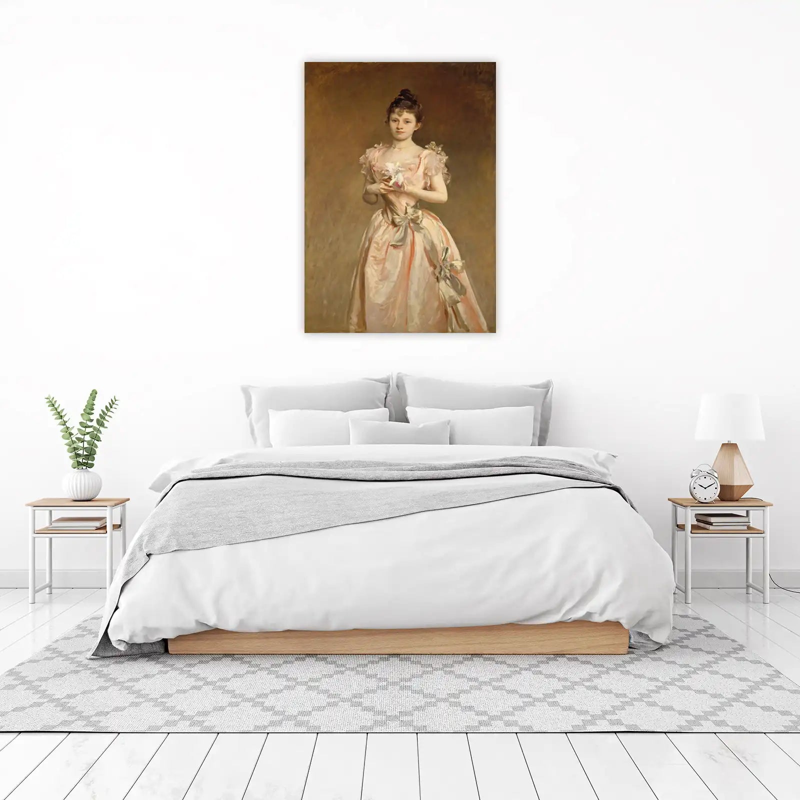 Elegant Lady Portrait Pink Gown Wall Art