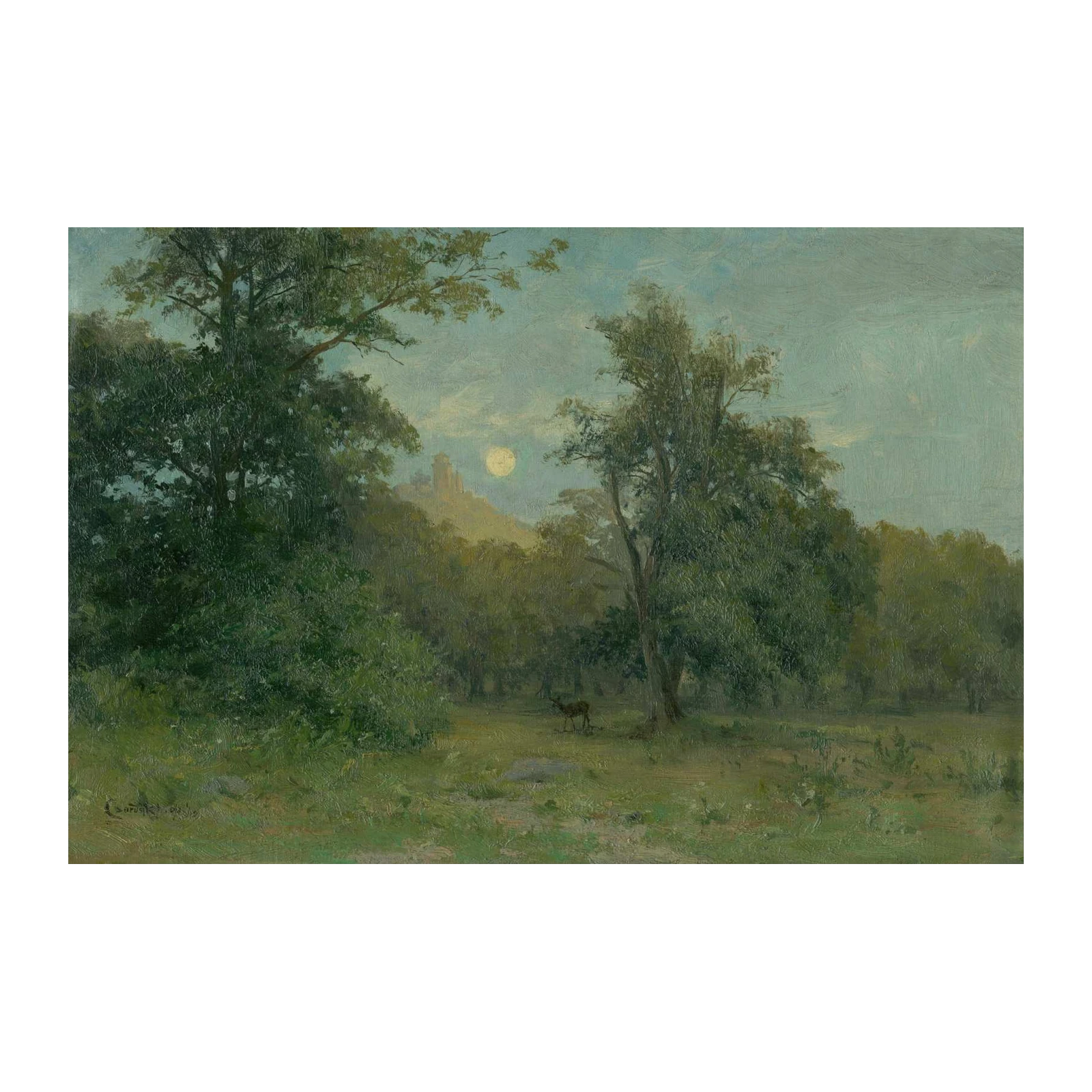 Moonlit Forest Deer Serenity Wall Art